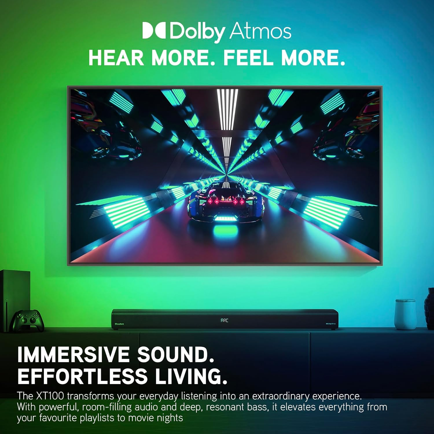 Blueant XT100 TV Soundbar with Wireless Subwoofer 120W Home Theater Sound System, Bluetooth & HDMI ARC, Powerful Bass, Surround Sound for TV, Movies & Music, Dolby Atmos, Output Power 50W image number 2