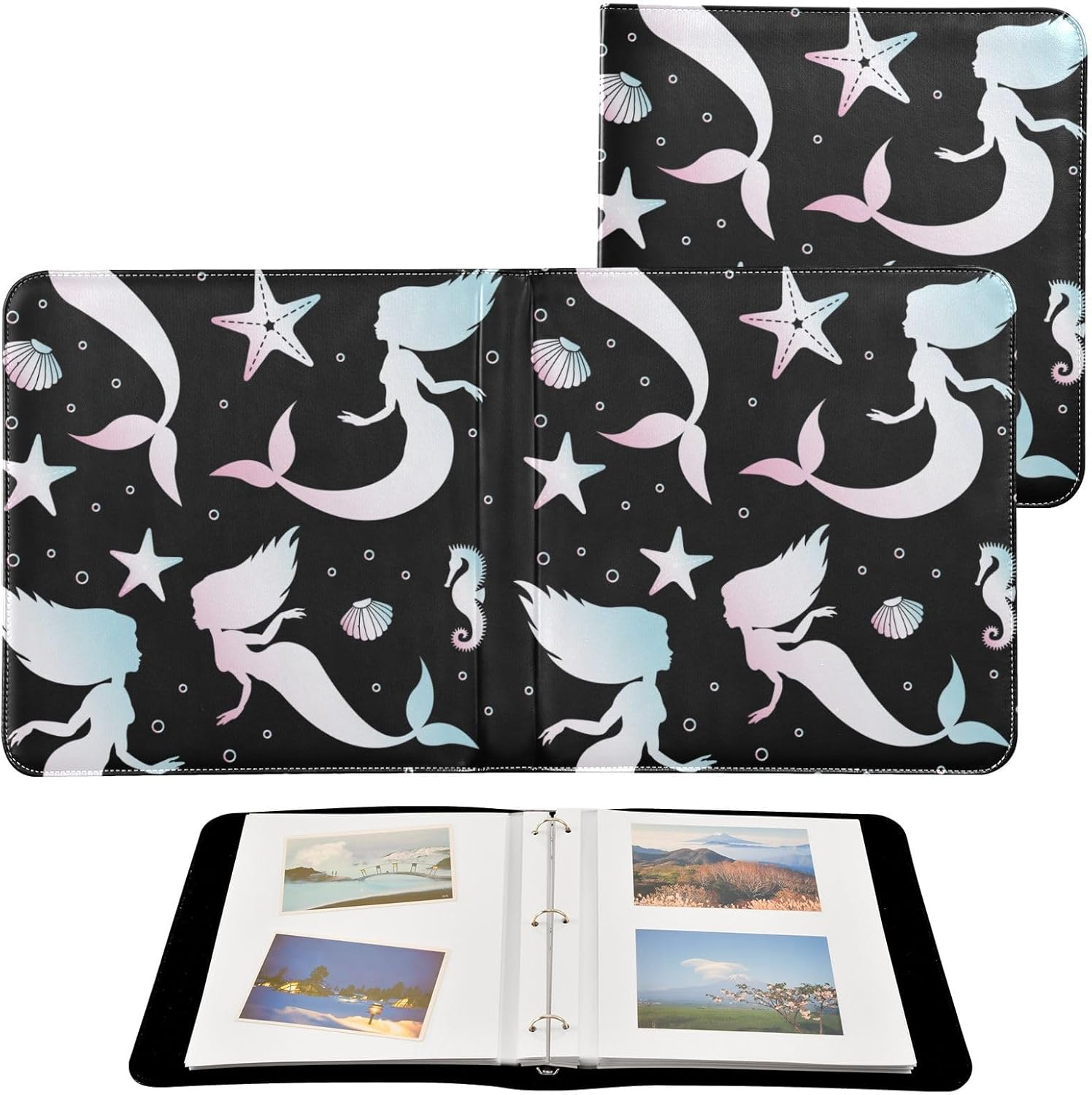 Colorful Mermaid Seahorse Stars Photo Album Picture Book for Photos Self Adhesive Pages Bookshelf Photo Albums Family Albums for Photos 4X6, 6X8 image number 6