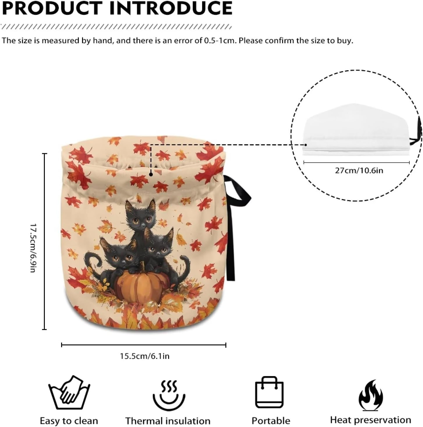 Xoenoiee Black Cat Pumpkin Pattern Tea Cozy Tea Pot Cover Insulation Tea Cosy Teapot Dust Cover Teapot Warmer for Home Kitchen Teapot Covers Thanksgiving Decor image number 4
