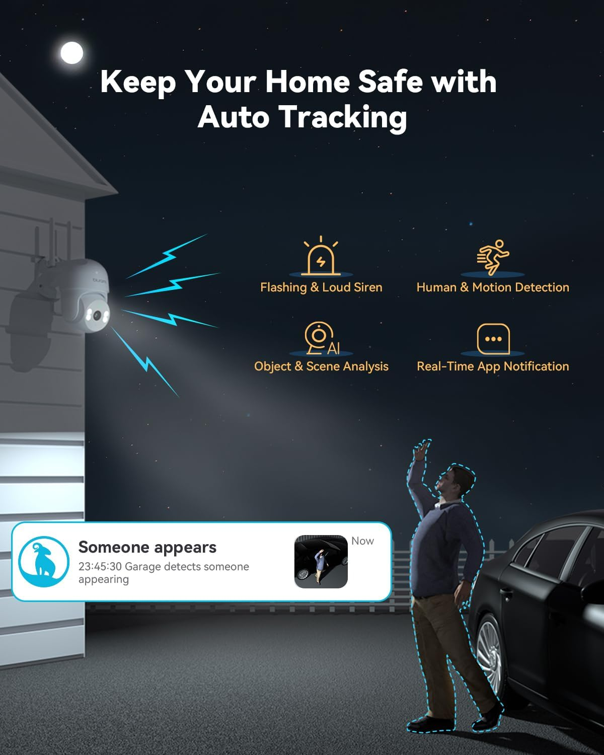 Blurams 2K Security Camera Outdoor, 360&deg; Wired Outdoor Camera with AI Detection, Home Security Camera 5G/2.4G Wifi, IP66 Weatherproof CCTV Camera with Color Night Vision