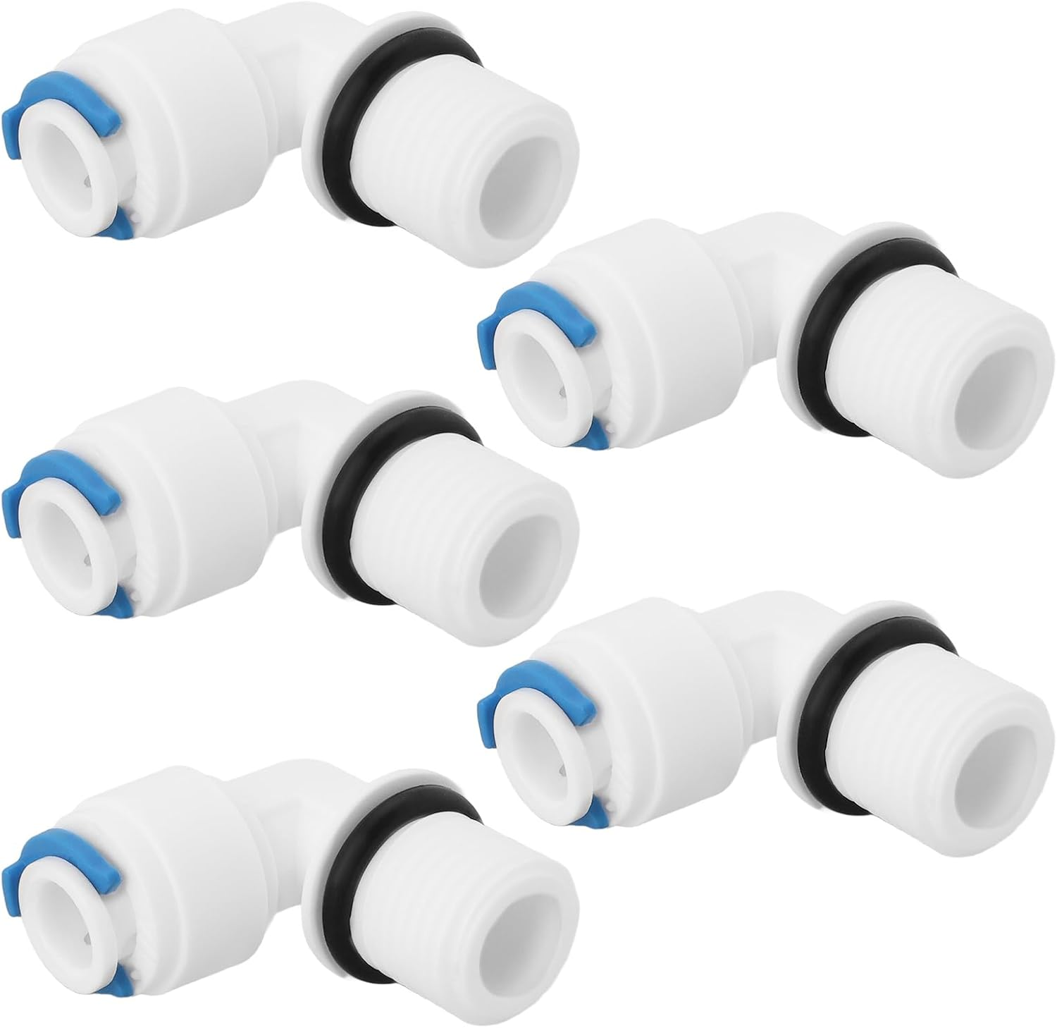 Emagtech 5Pcs 1/4 Male Thread to 1/4 90 Elbow Connector Pushfit Fittings for Installing Replacement Filter Housings Reverse Osmosis Water Filtration Systems image number 6