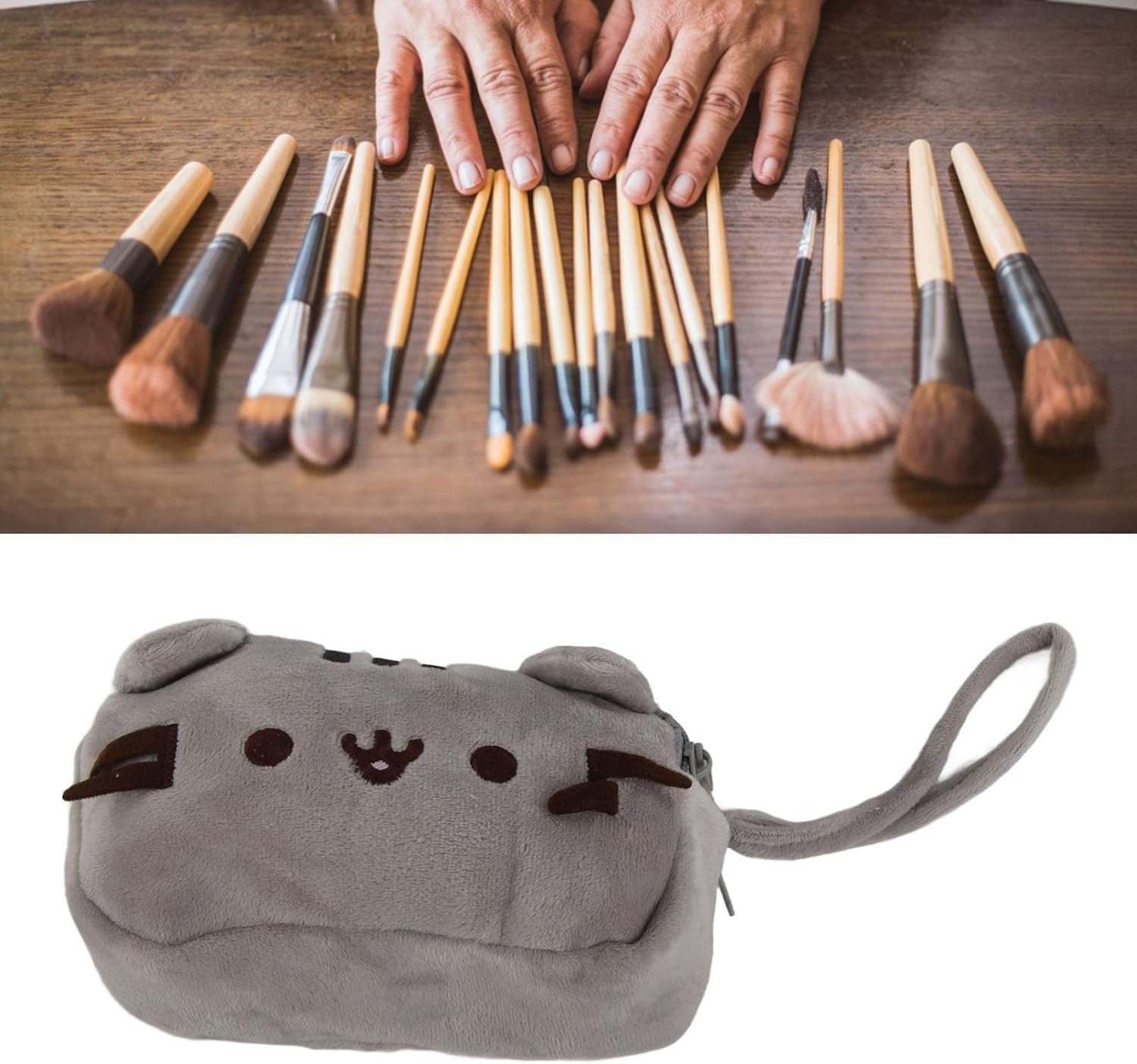 Kitten Motif Toiletry Bag, Cute, Stylish, Soft Canvas, Versatile, Cat Makeup Bag for Outings, Travel, Office image number 1