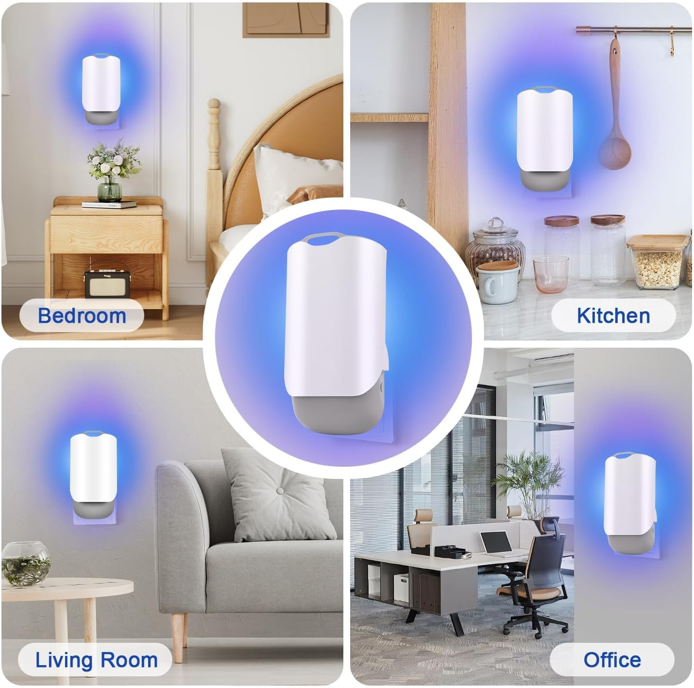 Necomi Flying Insect Trap, Upgraded Mosquito Killer for Indoors, Bug Zapper, with Night UV Light Captures Flies, Mosquito Killer for Flies, Fruit Flies, Moths, 2 Device+12Pcs Adhesive Cards（ AU 2PCS） - Grey-1Pcs image number 7