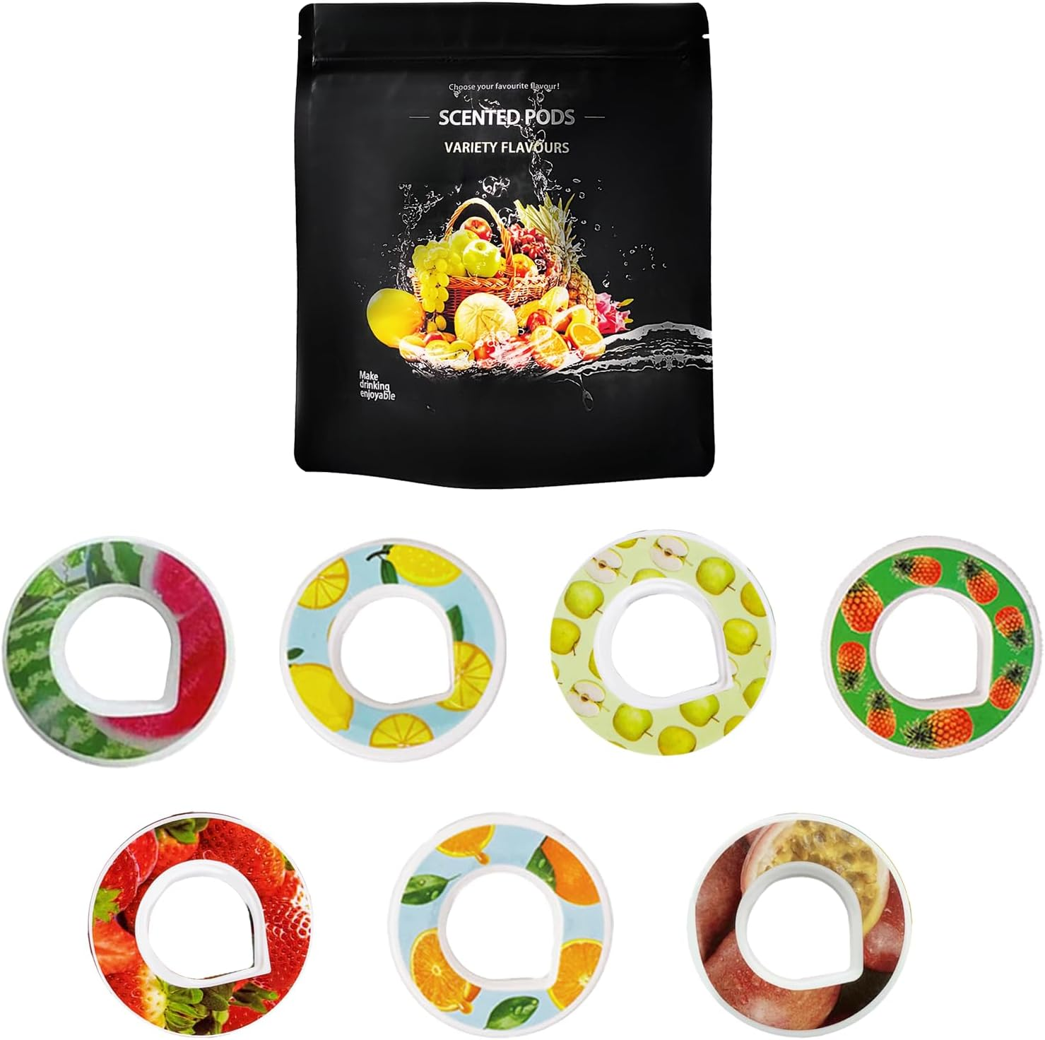 7Pack Scent Water Bottle Pods Zero Calorie Zero Sugar Reusable Scented Rings 70 Oz/2 L of Water image number 5
