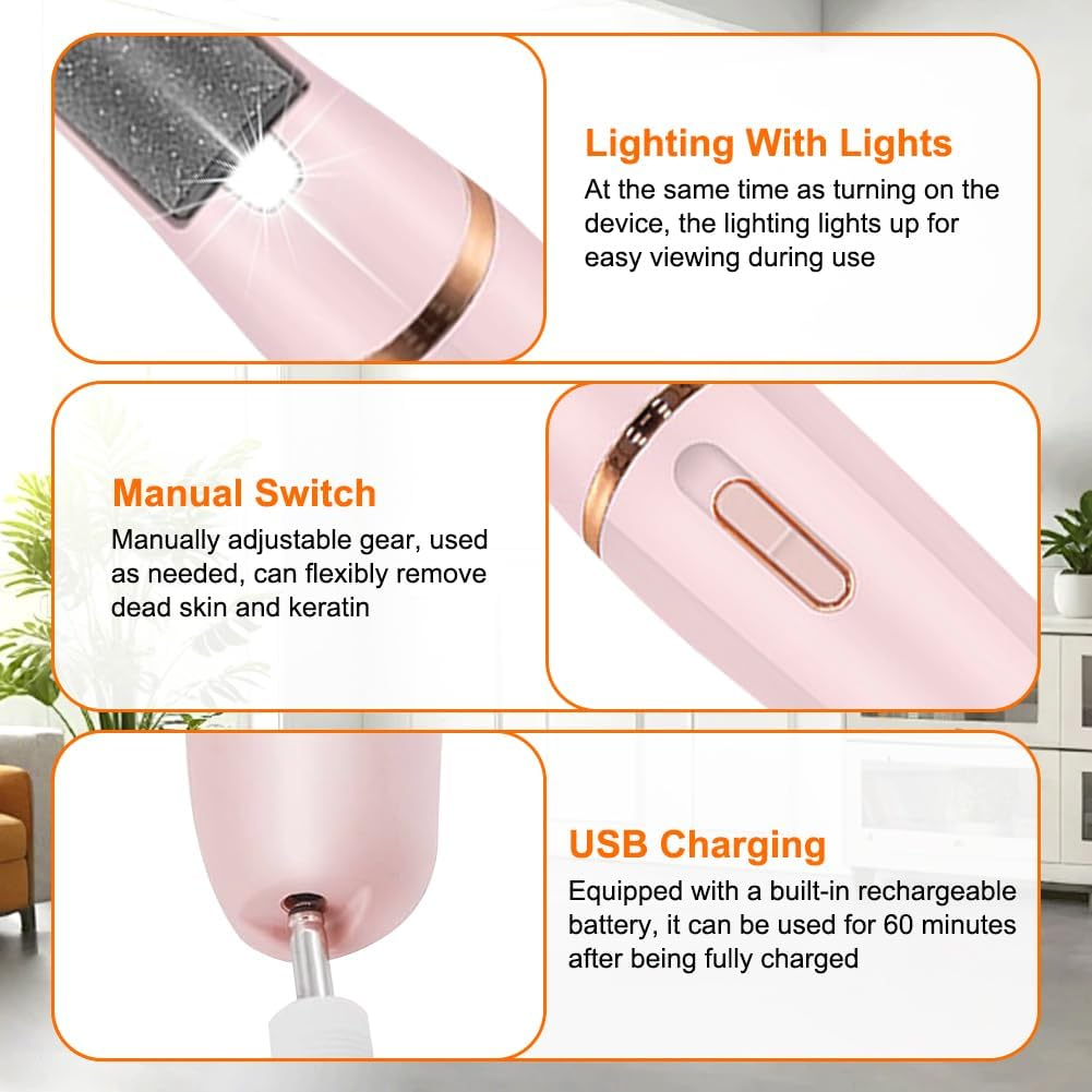 Electric Callus Remover for Feet, Electric Callus Remover, Rechargeable Callus Removal Foot, Pedicure Set, Foot Care, Electric for Hard, Dead, Cracked Dry Skin image number 4
