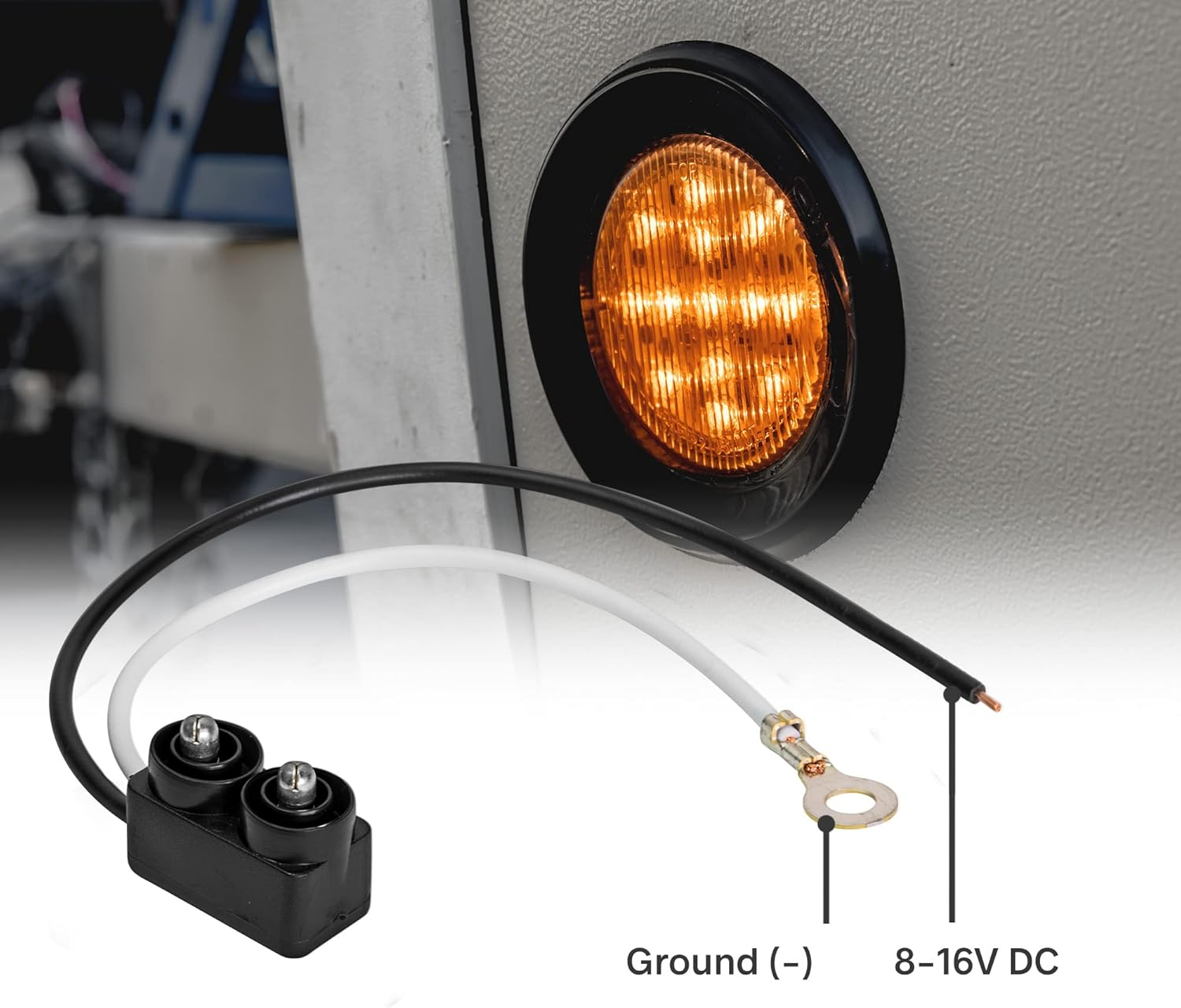 TRUE MODS 8Pc 2.5" 12V Amber round LED Clearance Side Marker Lights [DOT FMVSS 108] [SAE P2] [Reflector Lens] [Grommet & Plugs] [Flush-Mount] [Waterproof IP67] Rear Lamp for Boat Trailer Semi Truck RV