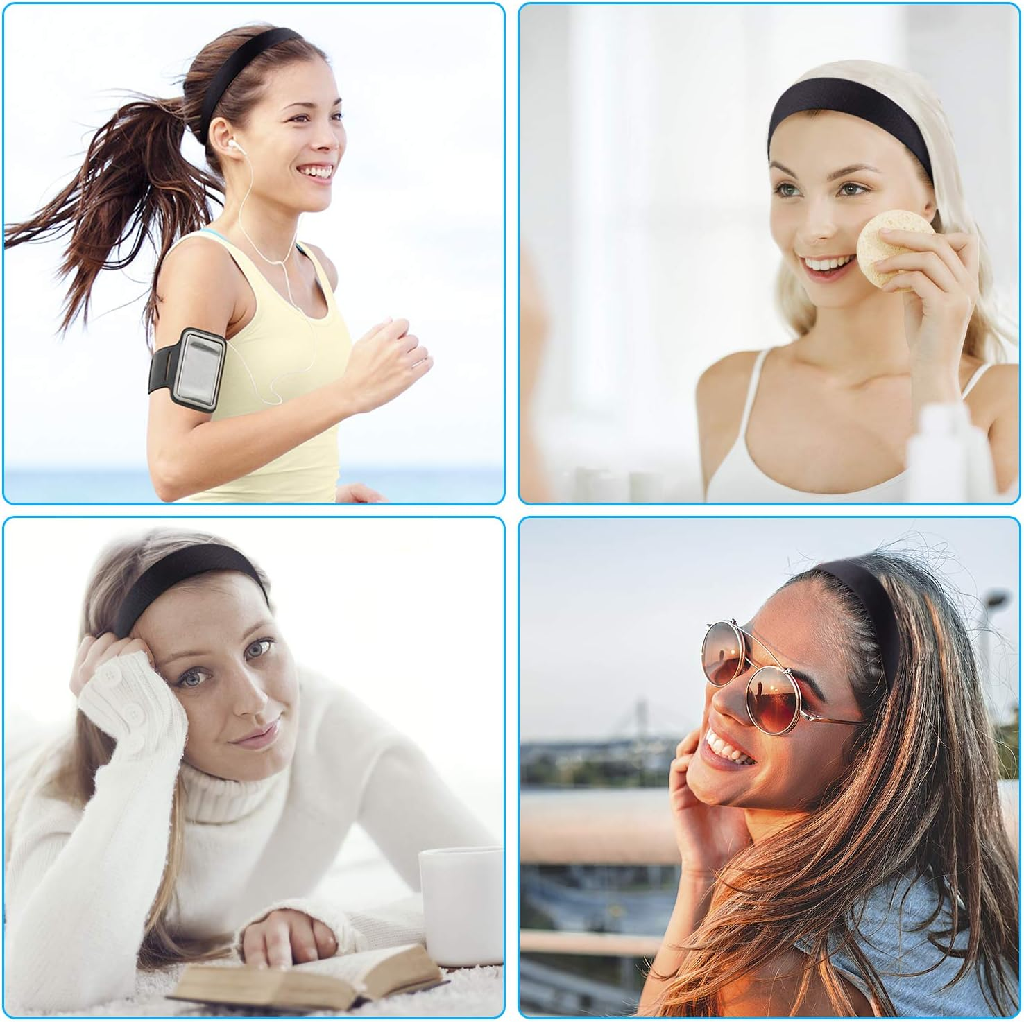 Duufin 22 Pieces Satin Headbands 2Cm Plain Black Headband Non-Slip Hair Headband DIY Headbands for Women and Girls - Multicolored image number 7