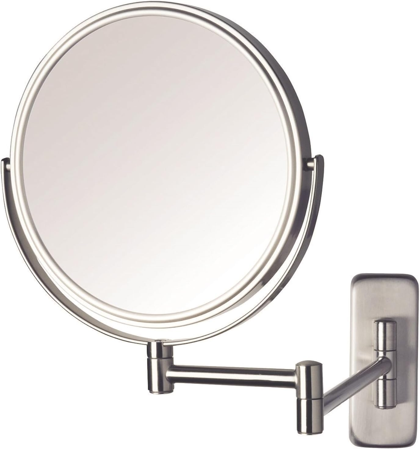 Jerdon JP7506N 8" Diameter Wall Mount Mirror, Nickel