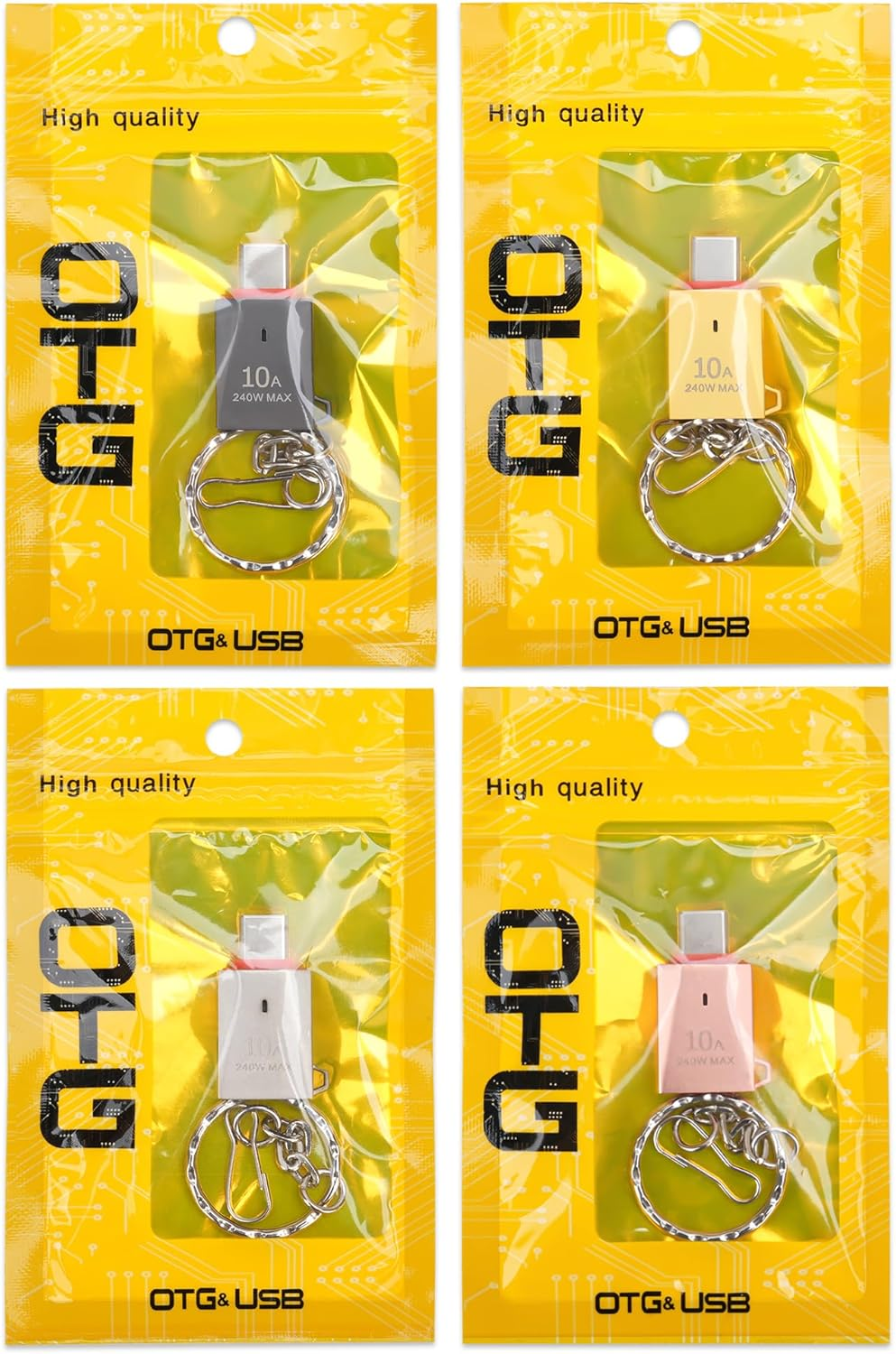 AIYEEN Upgraded Zinc Alloy USB C to USB Adapter 4 Pack, Type C Male to USB 3.0 Female Converter, OTG Adapter with Keychain, Compatible with Ipad Samsung Galaxy Google Pixel (Mixed Color)