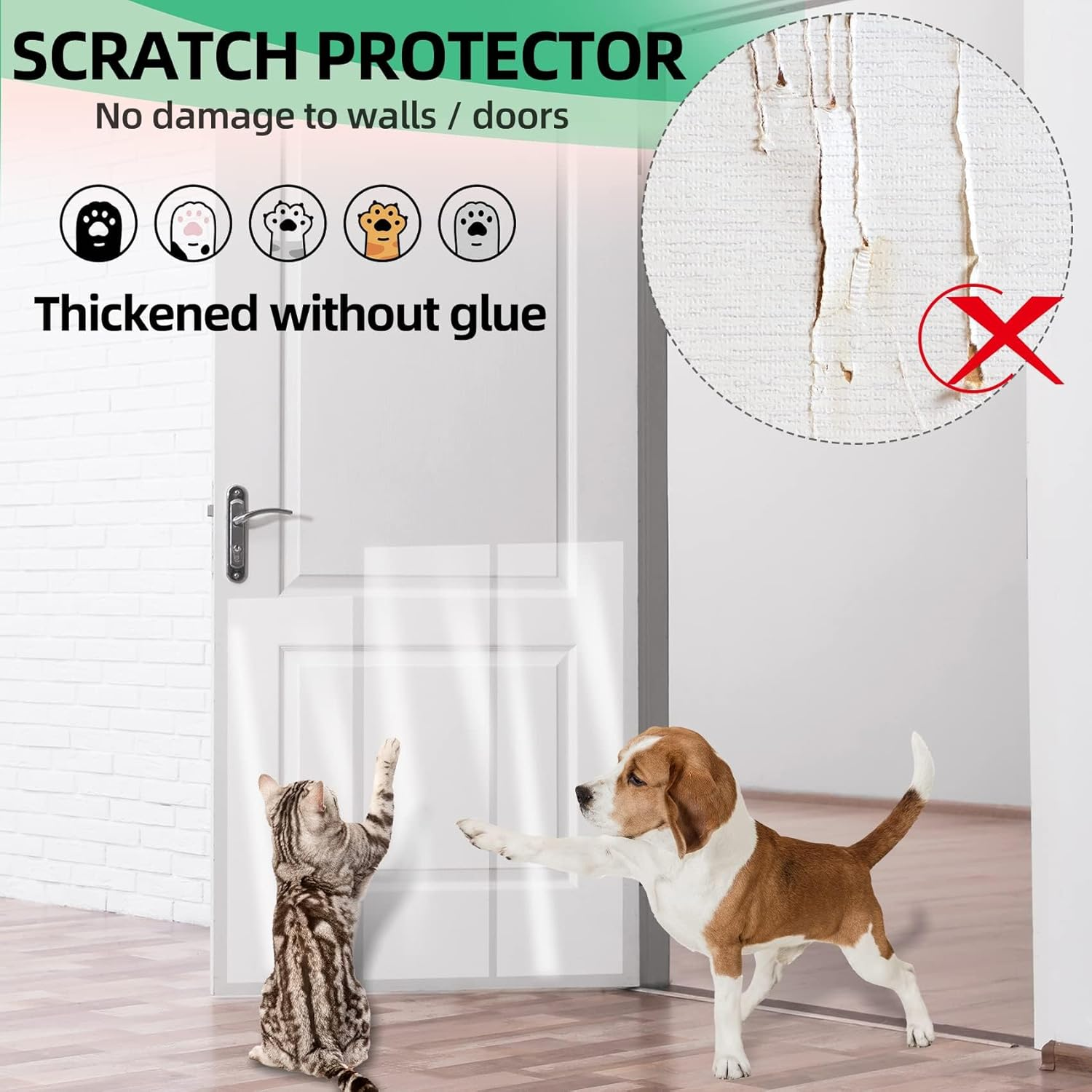 Door Protector from Dog Scratching - Neulsun Cat & Dog Door Protector Scratch Guard, No Residue Furniture & Door Dog Scratch Protector Guard for Dogs, Transparent Pet Door Protector - (500Cm X 30Cm) image number 3