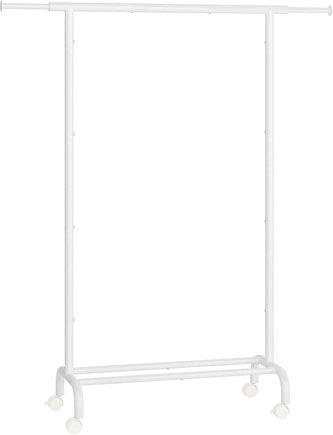 SONGMICS Stand Appendiabiti Con Ruote, Attaccapanni Estensibile in Metal, Con Ripiano Portaoggetti Rialzato, 40 X (83-120) X 156 Cm, Portata Total 45 Kg, Argento HSR134E01