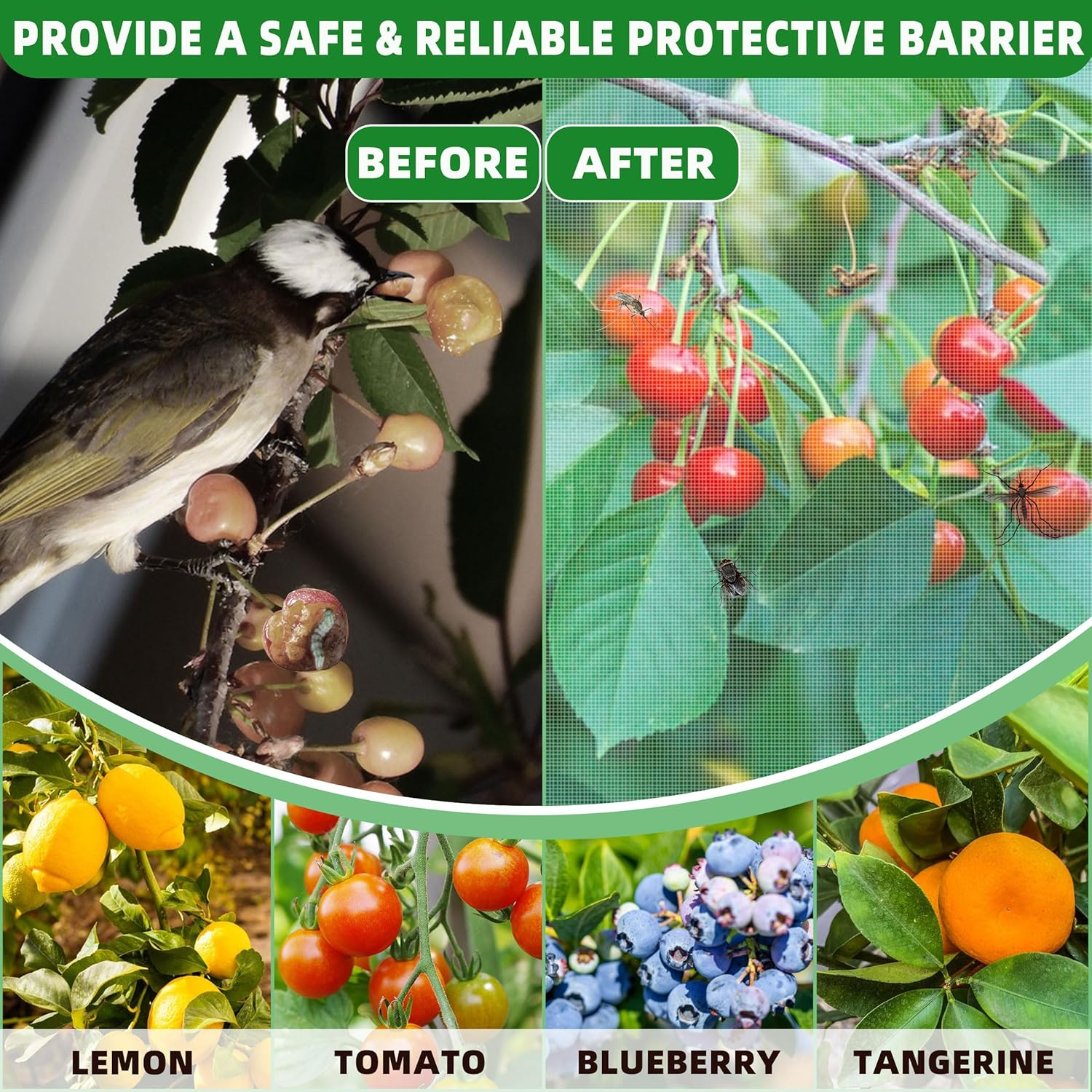 5 Pack Garden Plant Fruits Tree Protection Netting Covers with Drawstring, 3.3 X 2.7Ft Bird Insect Netting Bag, Plant Netting Barrier for Fruit/Flower/Herb/Vegetables (3.3 X 2.7Ft)