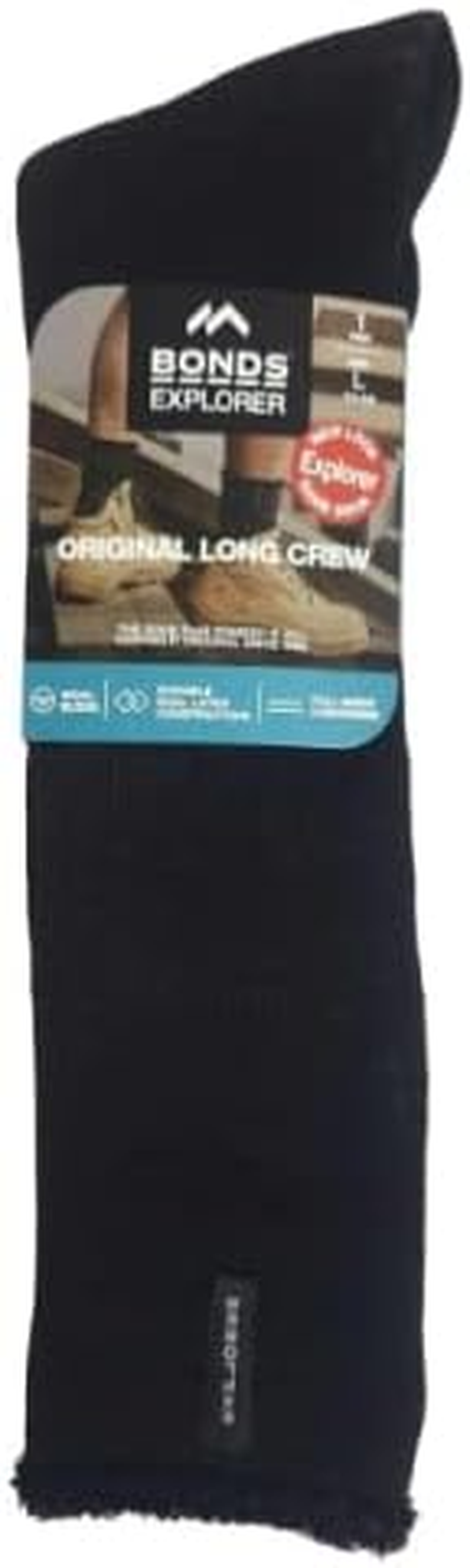 Long Mens Original Holeproof Explorer Wool Blend Socks Black Outdoor Work Size image number 4