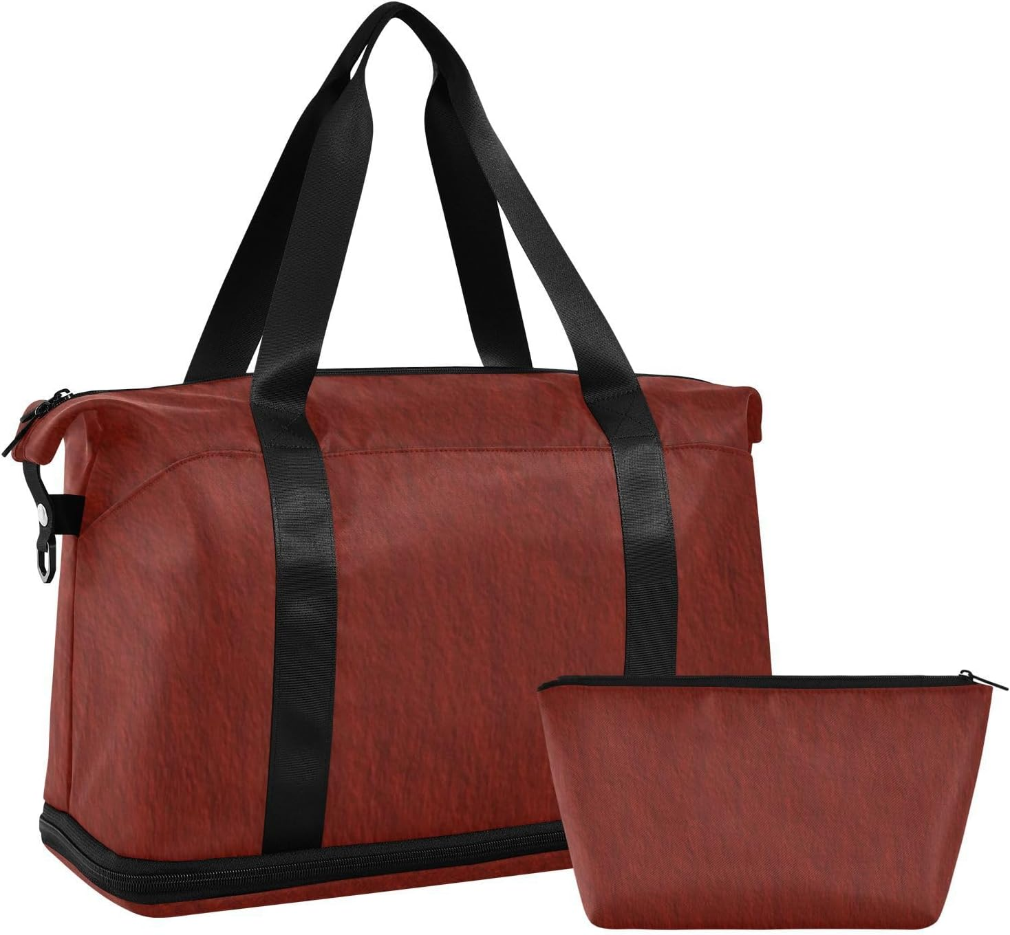 Reddish Brown Linen Texture Workout Bag Carry on Weekend Bag with Adjustable Strap for Workout Multifunctional, Reddish Brown Linen Texture, 1 Size