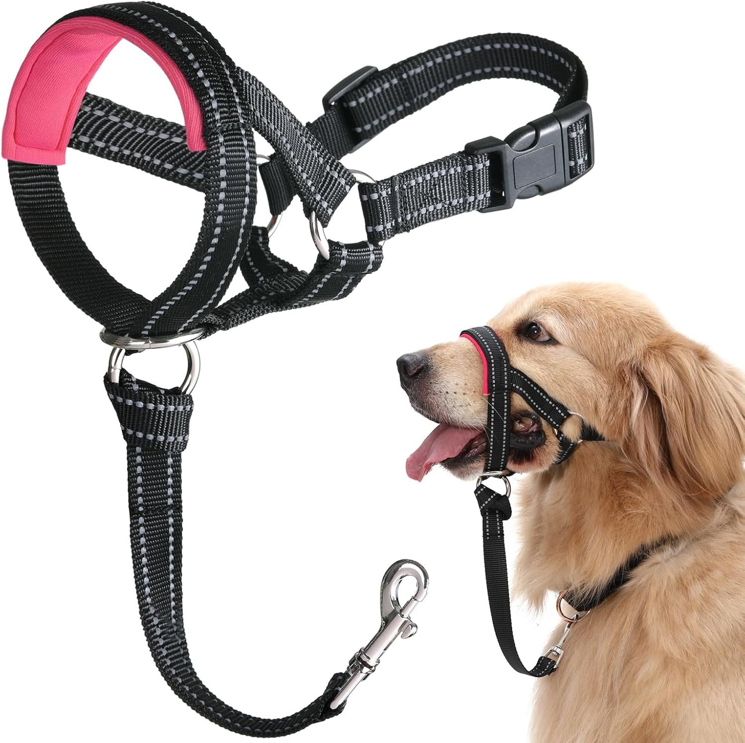 BARKLESS Dog Head Collar, No Pull Head Halter with Soft Padding, Reflective Soft Padded Snout Harness for Large Dogs, Labrador, Golden Retrievers, German Shepherd