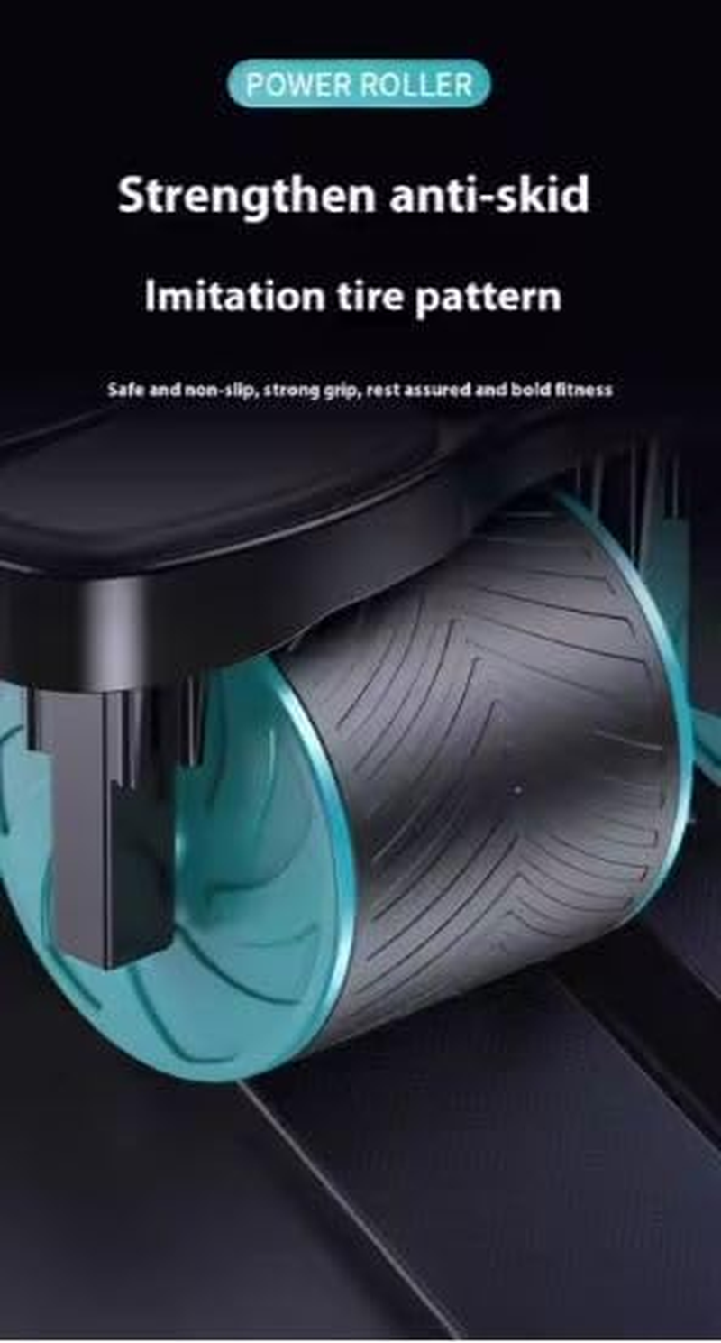 Hoplite Sports Ab Roller Wheel with Elbow Support &ndash; Power Roller Fitness Equipment for Abs, Core & Full Body &ndash; 4-Wheel Base, Silent Rebound, Anti-Slip Tires & Foldable Handles with Phone Holder - Blue image number 2