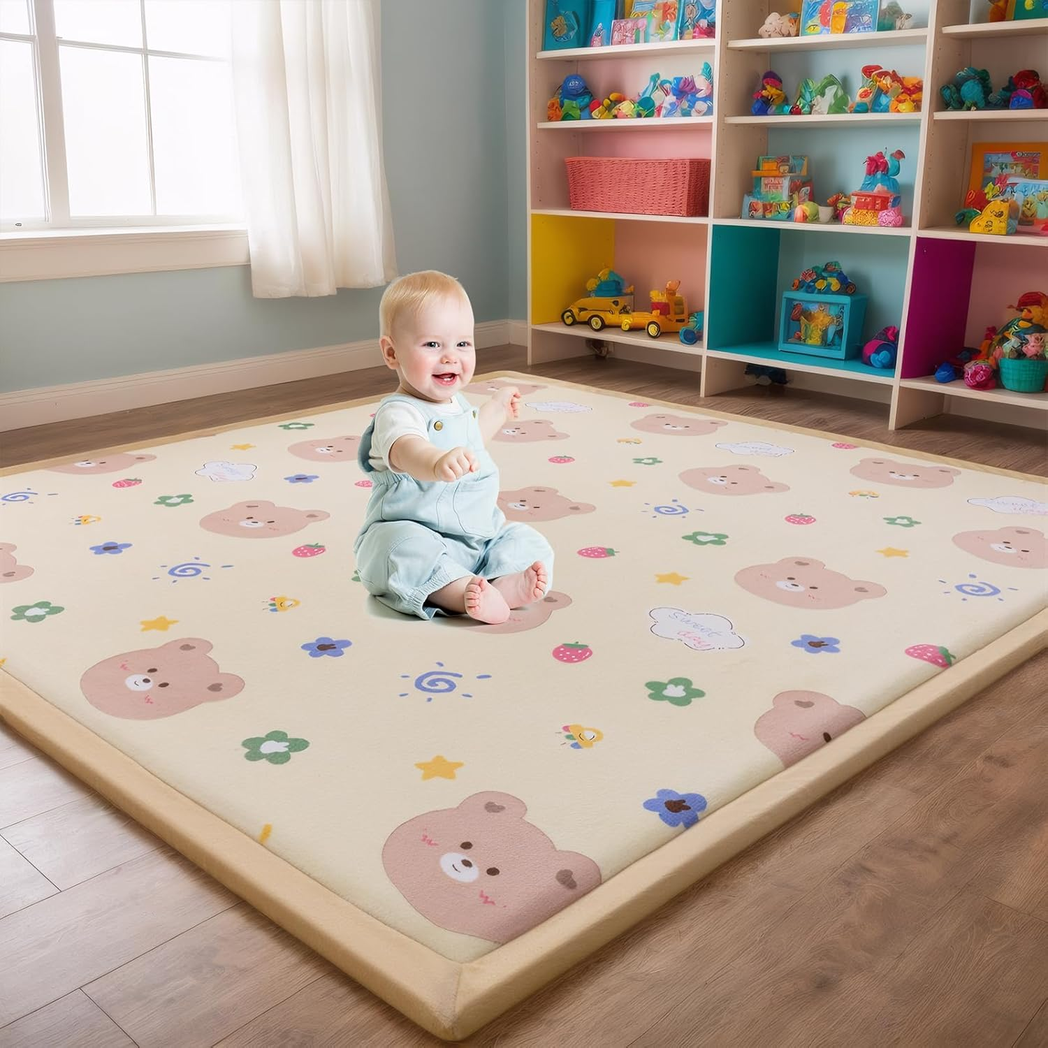 OKUYOSHI Baby Play Mat - 3CM Mellow Muscle Kids Memory Foam Tatami Mat, 150 * 200CM (Animal)