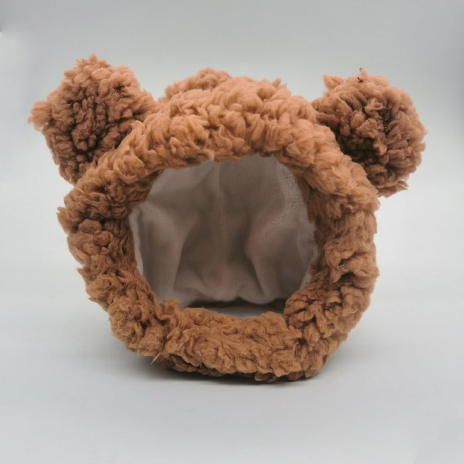 Cat Hat with Bear Ears Cute Cat Costume Bear Hat Adjustable Soft Plush Pet Headband Dress up Party Headwear Accessories for Small Puppy Dog Kitten (Brown) image number 4