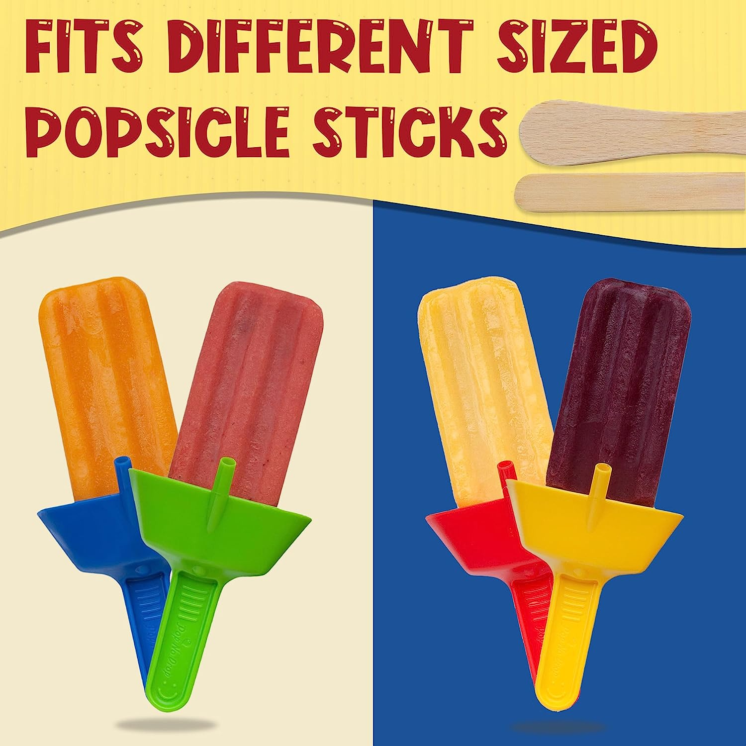 THE ORIGINAL Pop No Drop Popsicle Holder - BPA Free & Dishwasher Safe - Mess-Free Frozen Treats Holder with Straw - No Drip Drop Ice Pop Popsicle Holders for Kids & Adults - 2 Random Color (Not 4) image number 3