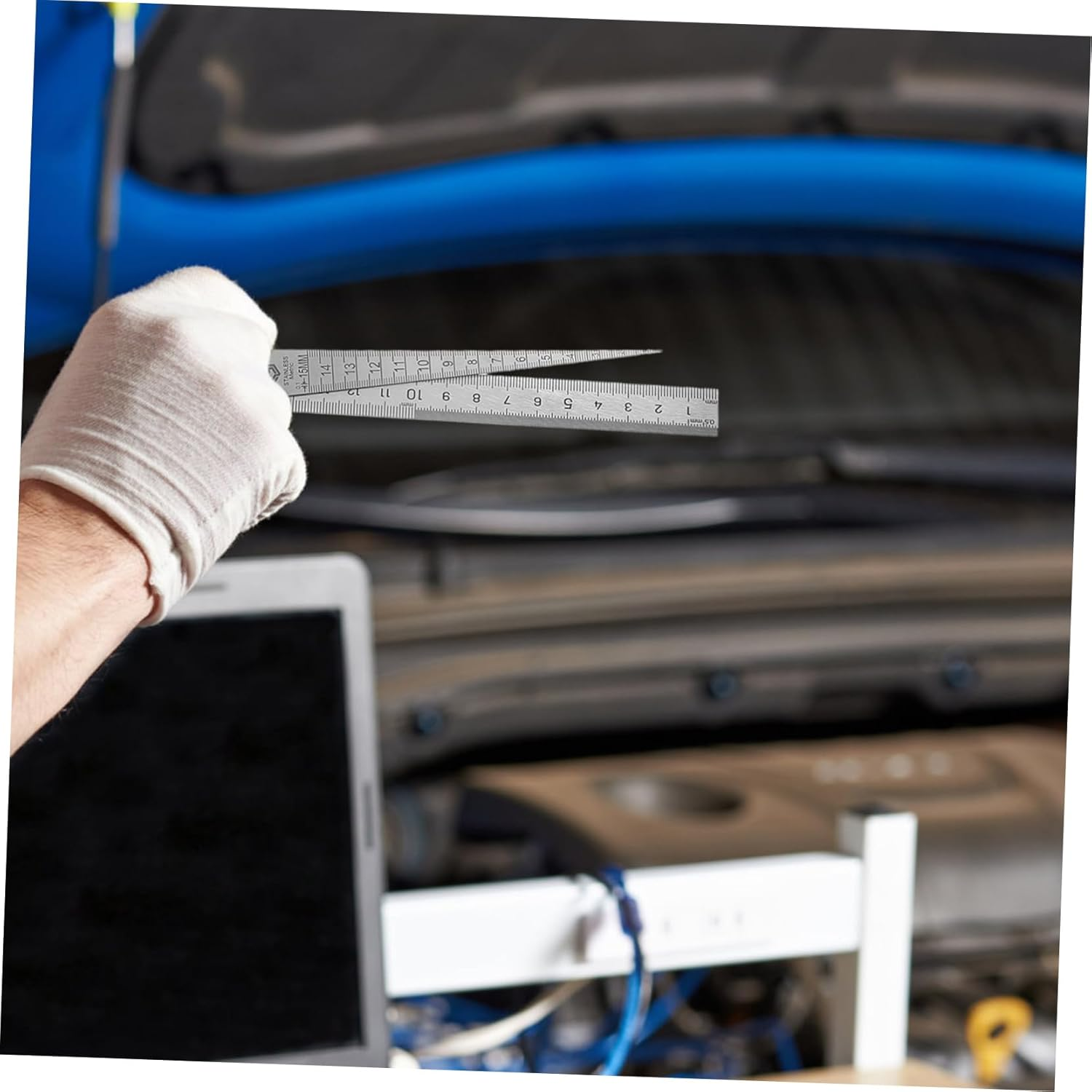 JUMPLAWN Gap Measuring Ruler Stainless Steel Feeler Gauge Automotive Tool for Door Gap Spark Plug Measurement image number 2