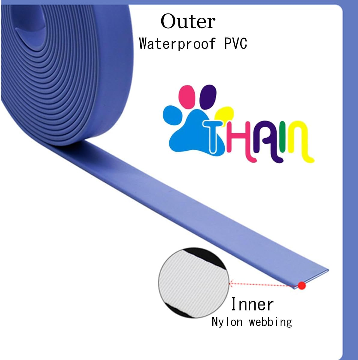 THAIN Personalized Waterproof Dog Collar with Name Plate,Custom Easy Clean PVC Dog Collar with Engraved Buckle ID Name and Number for Small Medium Large Dogs (Navy, M)