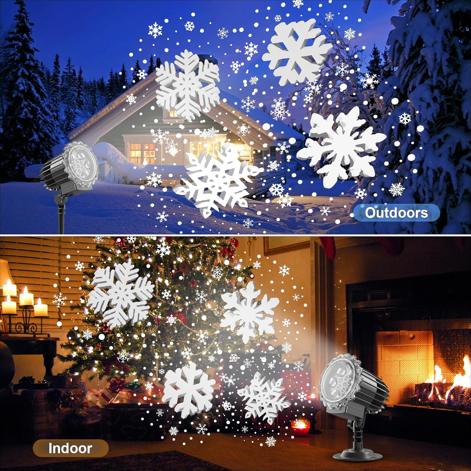The Latest 3D Snowflake Projector Lights,Indoor Outdoor Waterproof Snowfall Lamp Night Light Projection,9 Watts Super Brighter,Led Christmas Projector Lights for 2026 New Year,Winter,Xmas,Home Decor image number 1