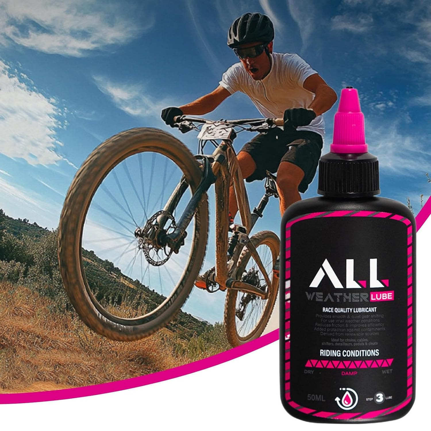 Bike Oil Chain Lubricant | Mountain Bicycles Lubricant | Slick Deep Lubrication for Smooth Ride, 50Ml for Dirtbike, Mountain, Road Bikes & Outdoor image number 2
