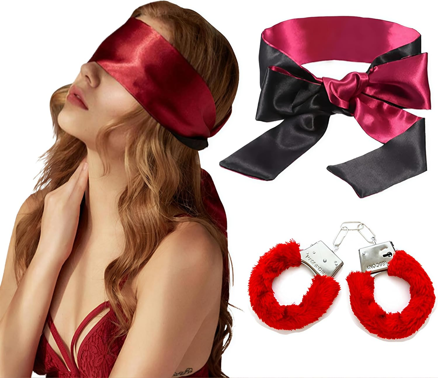 Sexy Plush Toy Handcuffs with Keys Police Costume Prop Accessories Party Supplies for Lover Couple (Black) - Black image number 5