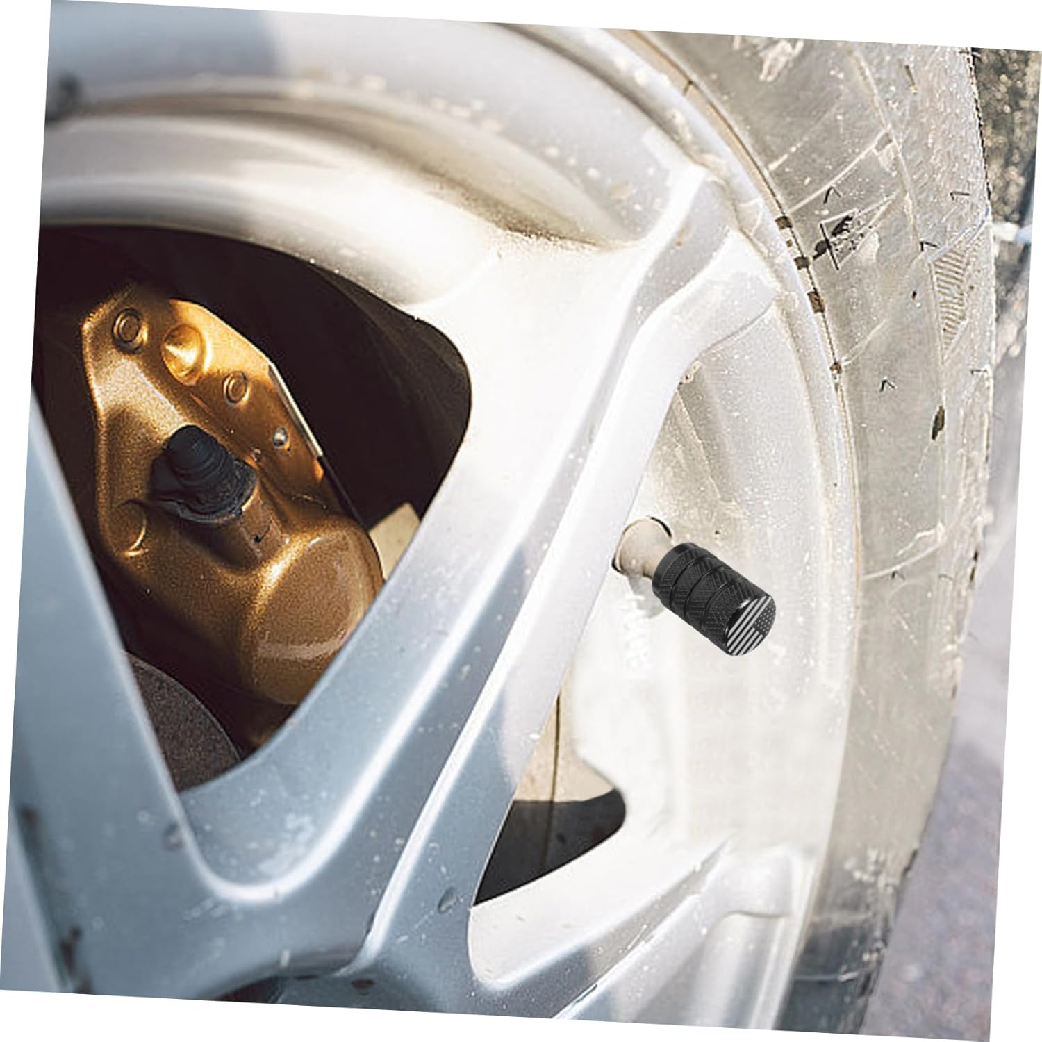 Sosoport 4Pcs Aluminum Alloy Car Tyre Valve Caps Set Black Sturdy Metal Tire Air Stem Covers Automotive Dust Protection Accessories for Cars and Trucks image number 1