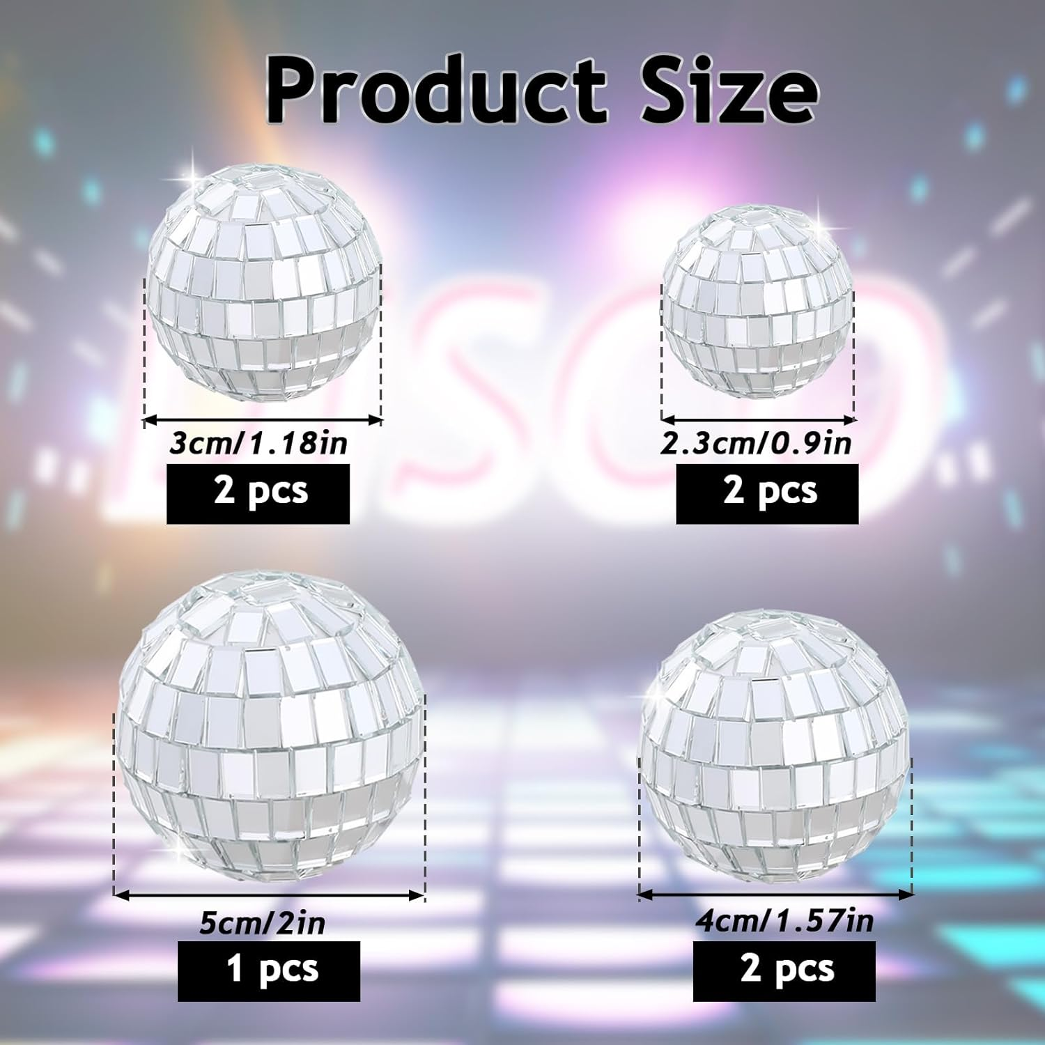 7PCS Disco Ball Cake Topper, Disco Ball Cake Decorations Different Sizes, 70S Disco Themed Dance Party Supplies, Small Disco Balls for Cake Dessert Accessories Disco Party Ornament (Silver) image number 1