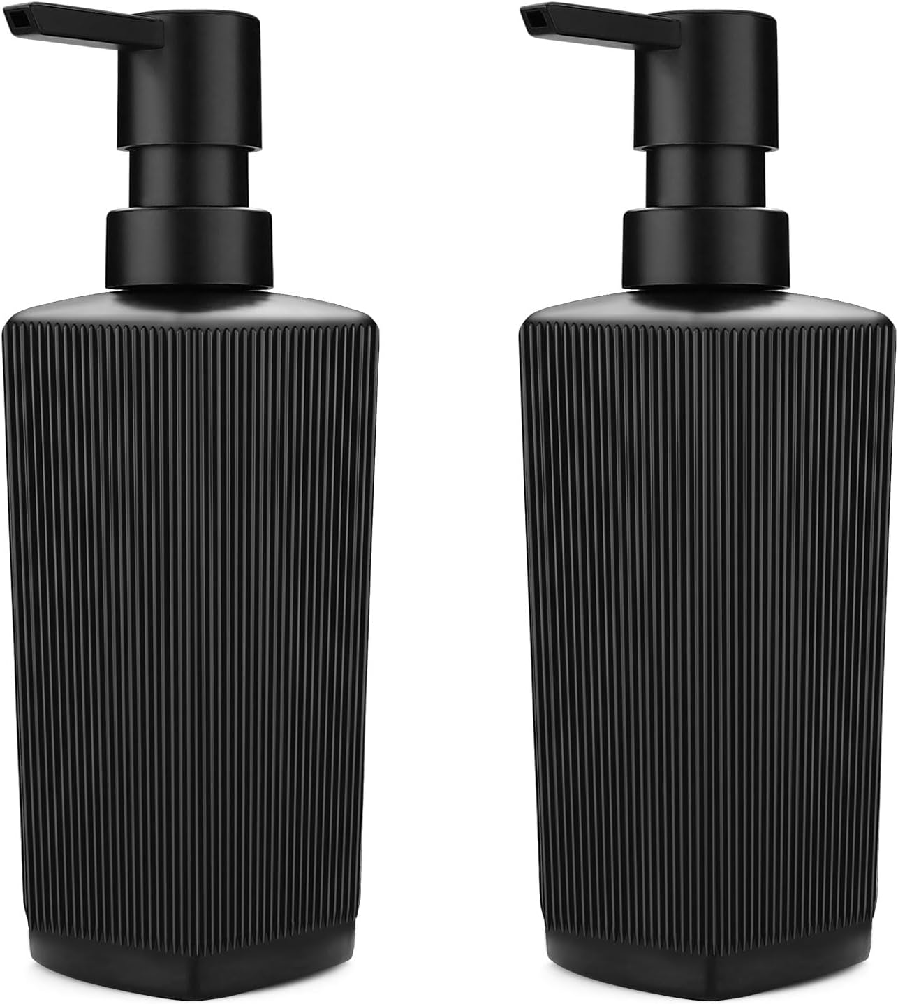 Diakey 2 Pack White Soap Dispenser, Soap Dispenser Bathroom, 12Oz Glass Hand Soap Dispenser with Pump, Dish Soap Dispenser for Kitchen, Refillable Ribbed Liquid Soap Dispenser Bottle