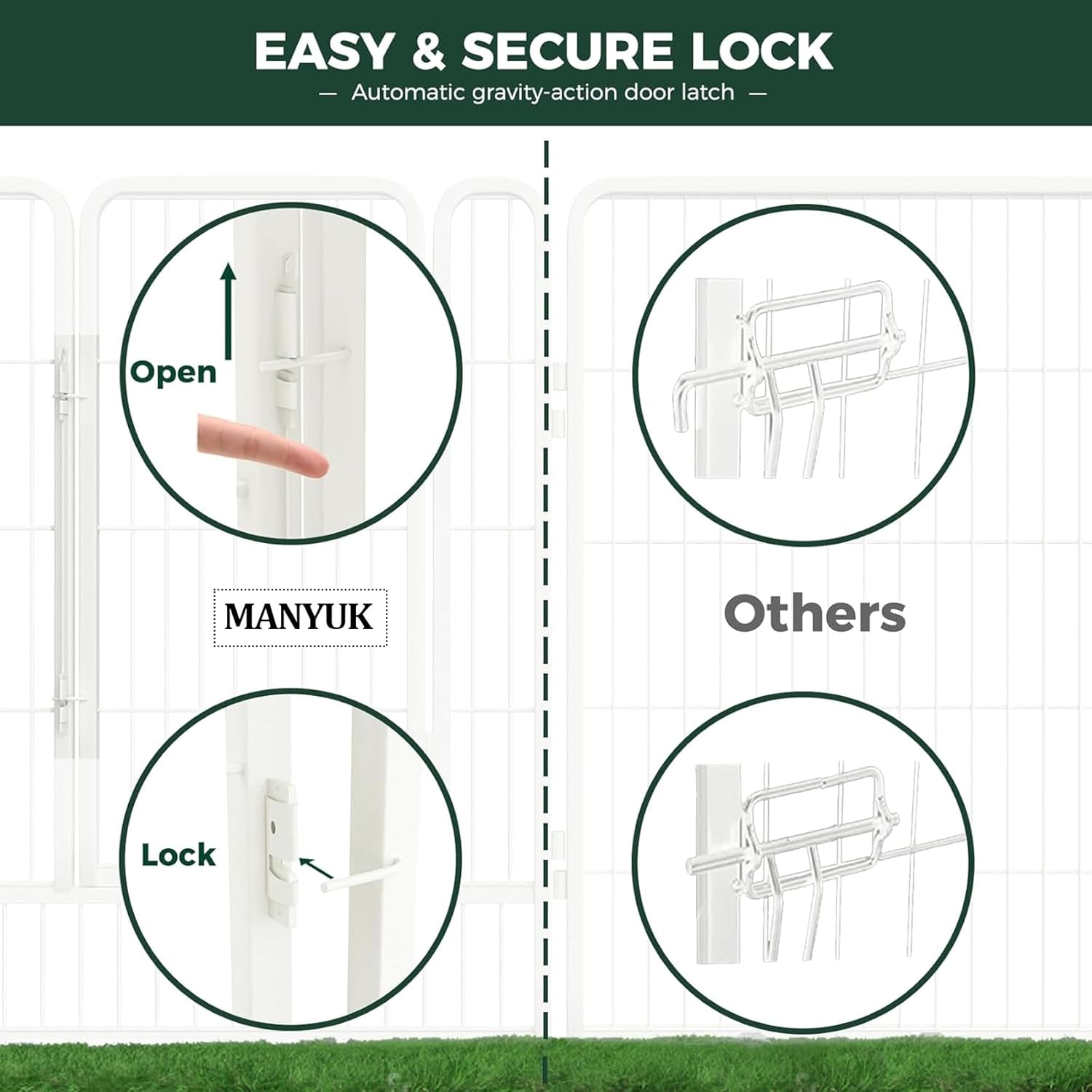 White Dog Playpen, Metal Exercise Pet Playpen for Yard RV Camping, 81Cm Height, 8 Panels Fence image number 3