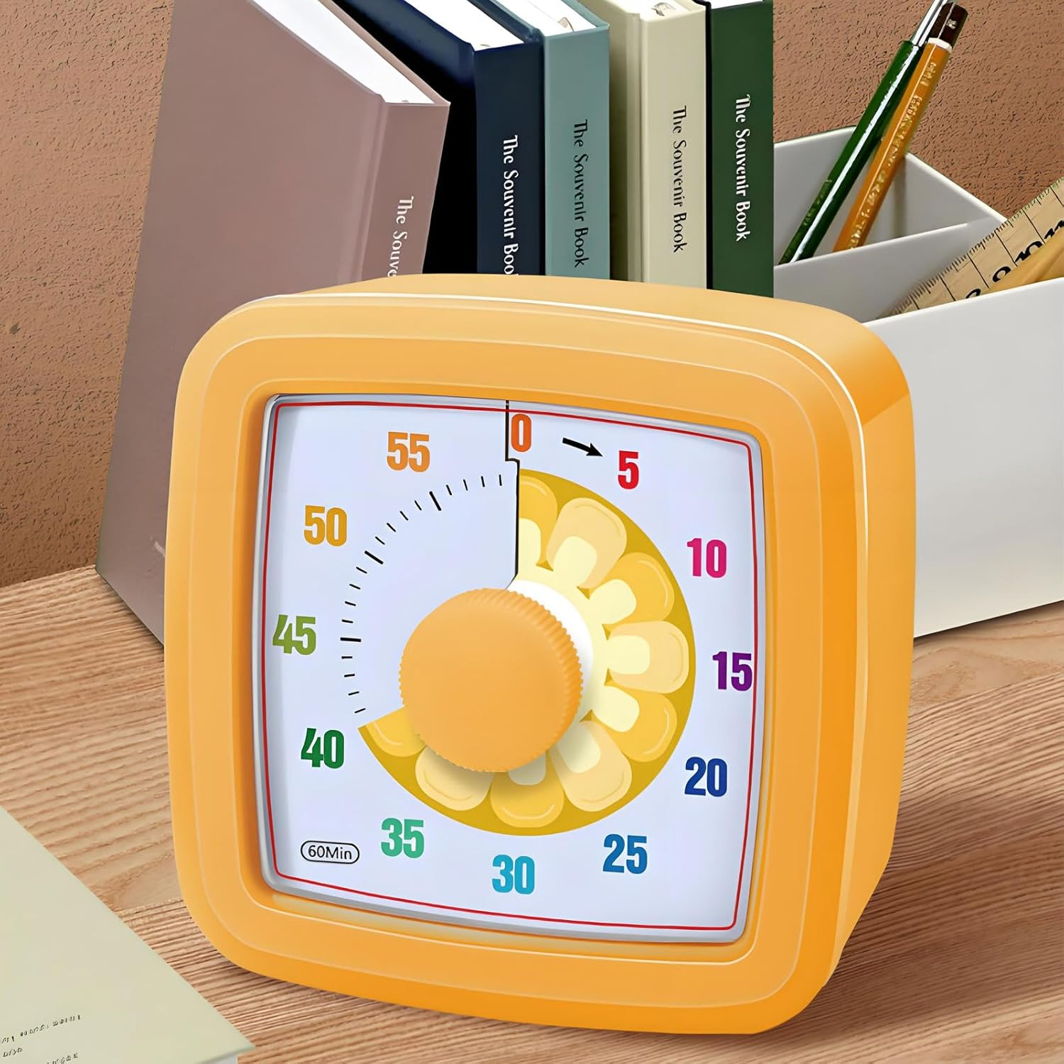 3.75 * 3.75 * 1.86In Kids Visual Timer - 60 Minute Countdown Clock, Quiet Classroom and Homework Timer, Fun Time Management Learning Tool image number 1
