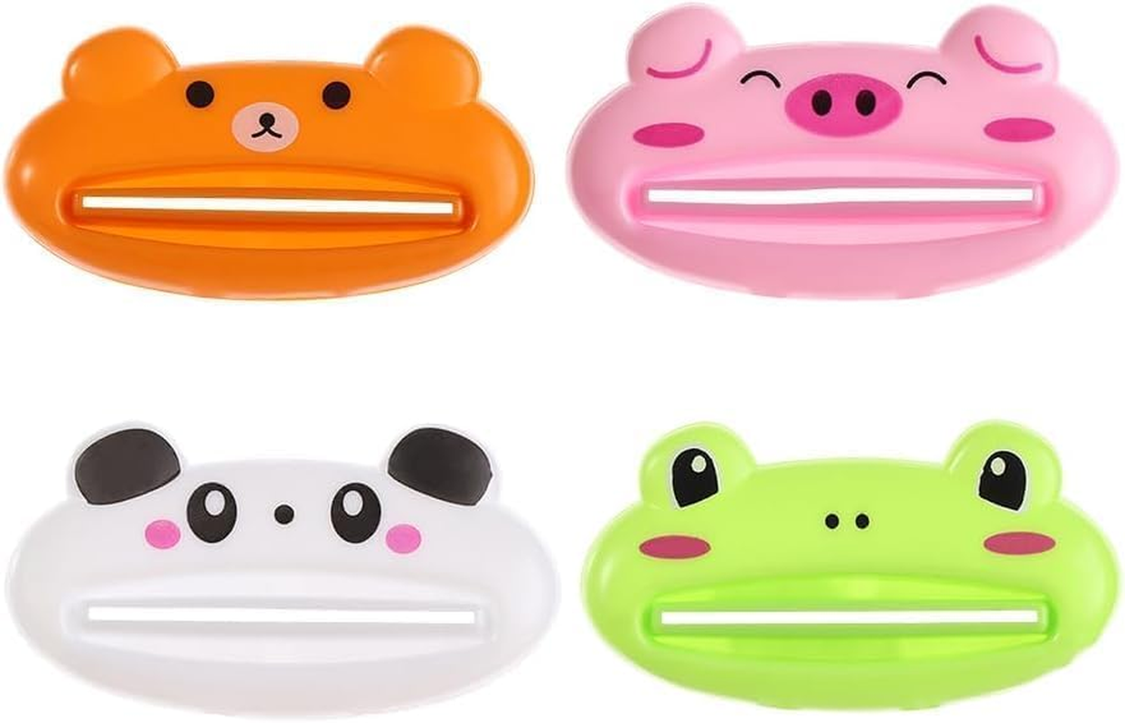 4 Pack Toothpaste Squeezer and Dispenser Stand Holder Multipurpose for Tube Items Cartoon Animal Plastic Frog Bear Panda Pig image number 4
