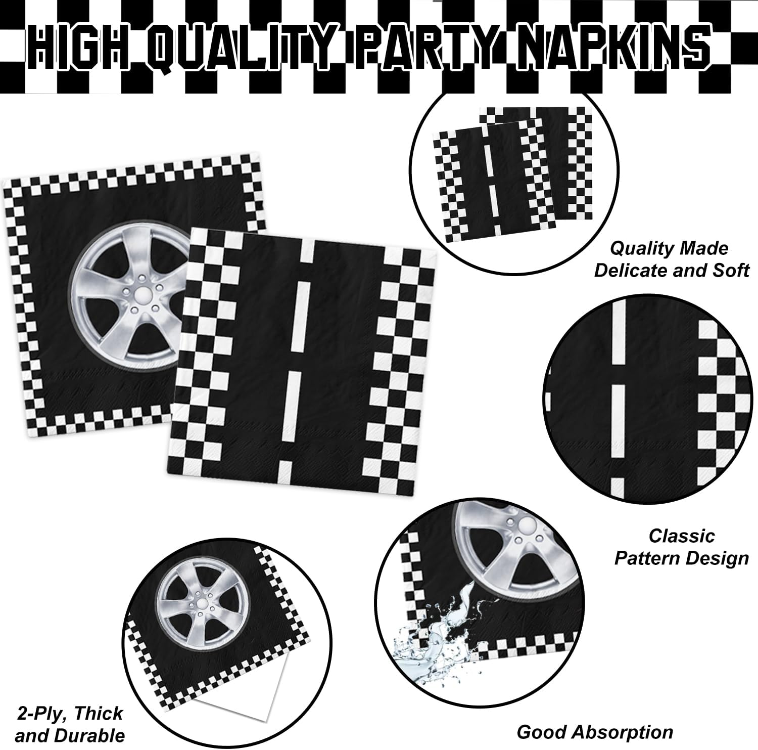 QIYANPAX 168 PCS Race Car Party Decorations - Cars Birthday Supplies Includes Plates, Napkins, Cups, Cutlery for Kids Boys Party, Serves 24 image number 4