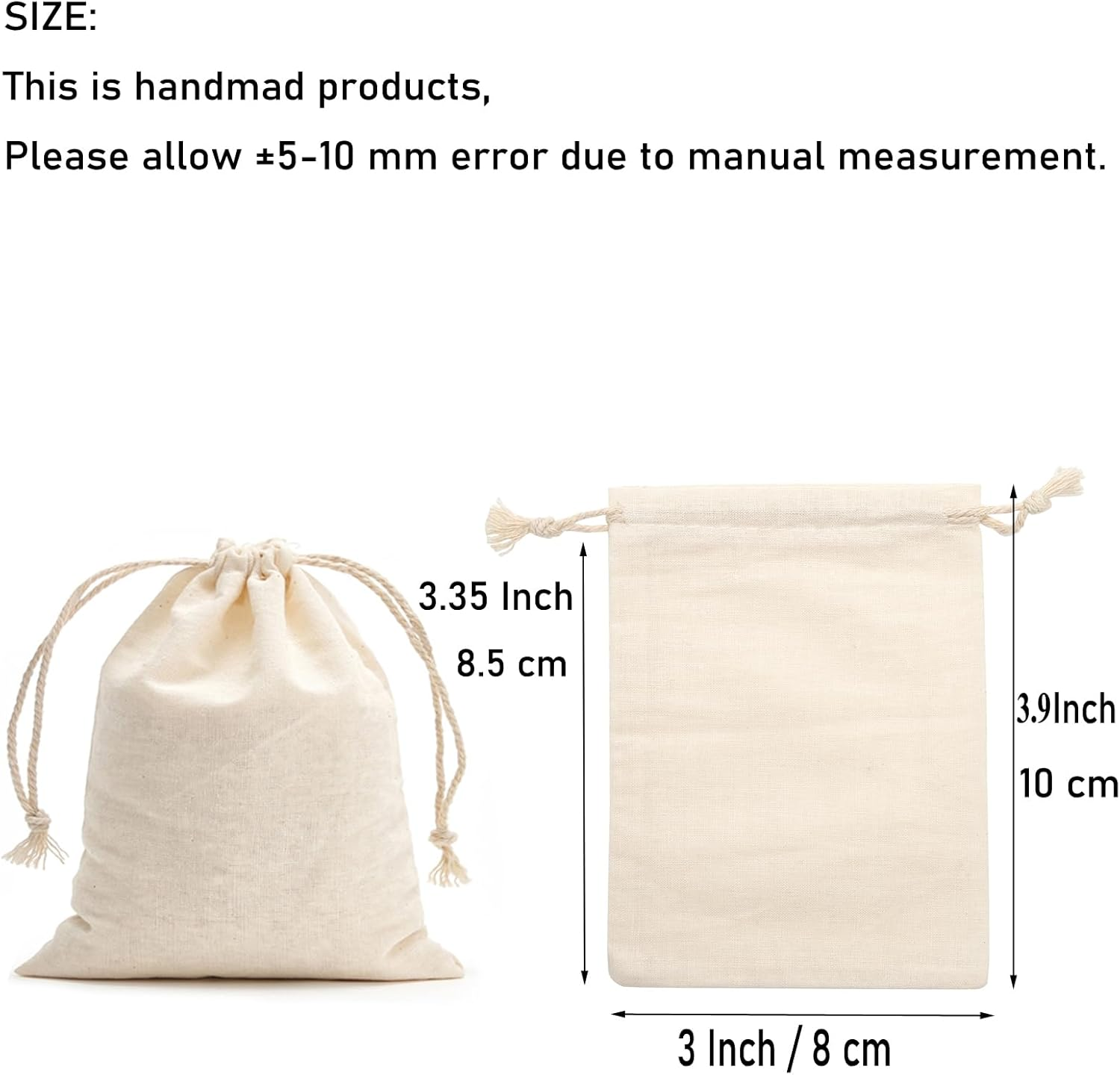 50 Pack 3X3.9 Inches Mini Size Cotton Drawstring Bags Reusable Muslin Sachet Bag for Party Wedding image number 2