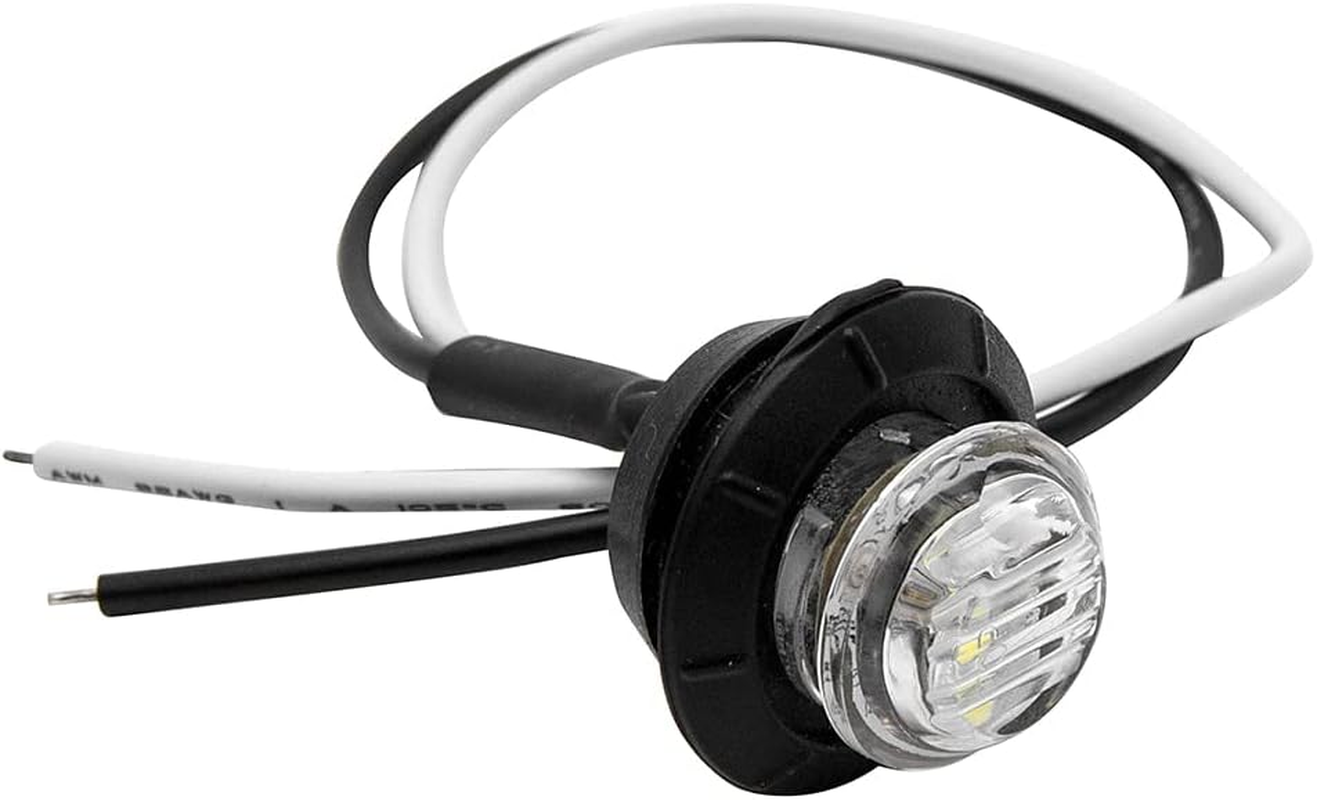 Baceyong 4Pcs 12V/24V 3/4" LED Side Marker Lights for Car Trailer Truck, Super Bright round White Indicator Lamps Replacement, White Lighting