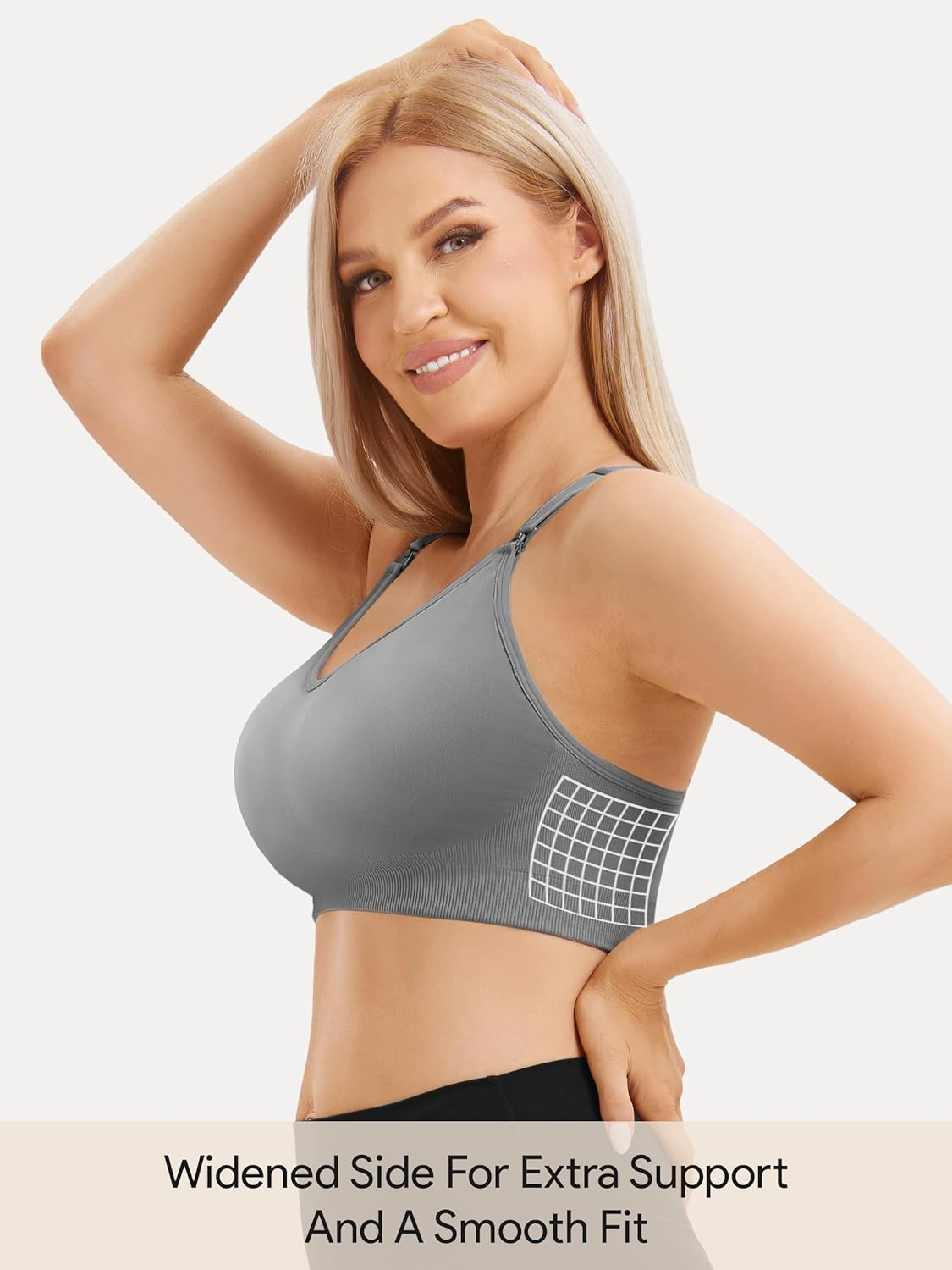 Angelhood Nursing Bras for Breastfeeding, Seamless Nursing Sports Bra Low-Impact Support Yoga Maternity Bras for Pregnancy