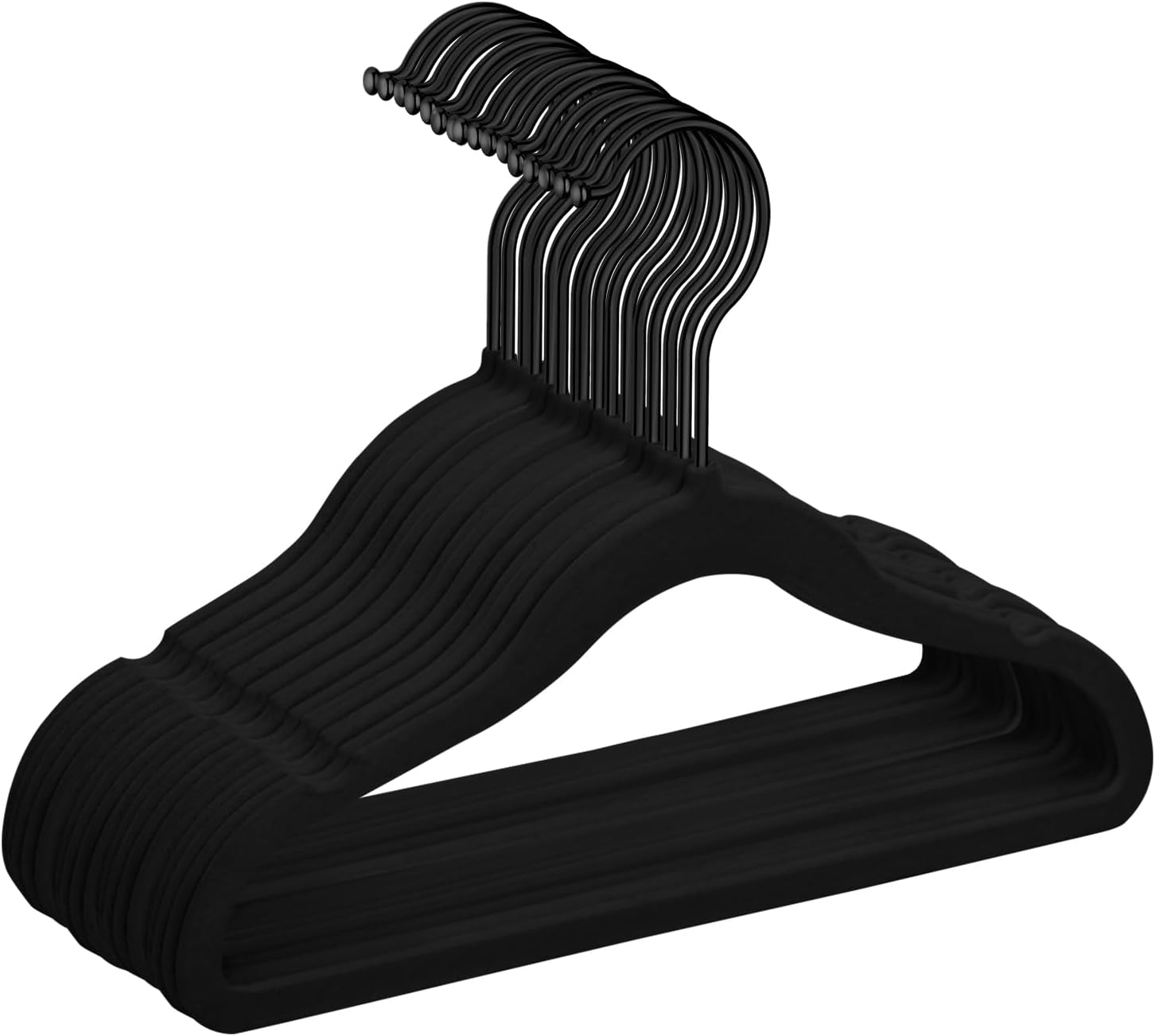 MIZGI Premium Kids Velvet Hangers (Pack of 50) with Copper/Rose Gold Hooks,Space Saving Ultra Thin,Non Slip Baby Hangers for Children'S Skirt Dress Pants,Clothes Hangers by (Blue)