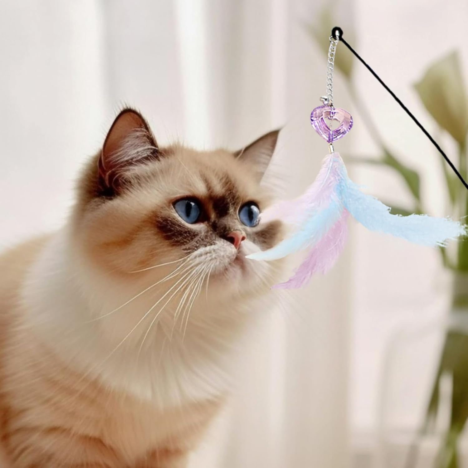 Qkbuza Cat Wand Toy - 31.5Inch Realistic Interactive Game - Interactive Cat Teaser - for Exercise Playtime Routine Enrichment Indoor Daily Bonding Relaxation Home Kitten image number 2