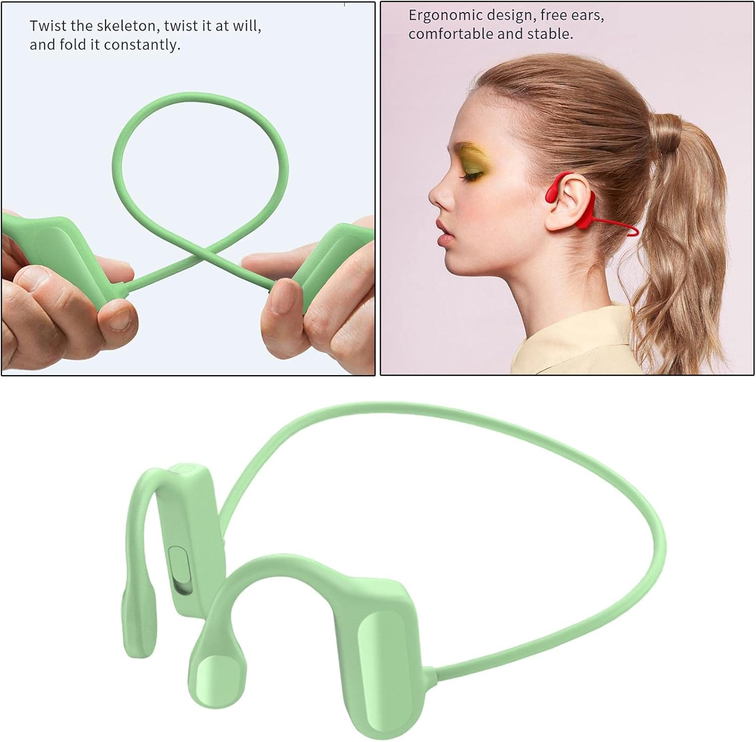 Bone Conduction Headphones Double Ears Headset for Driving Indoor Fitness Green image number 2