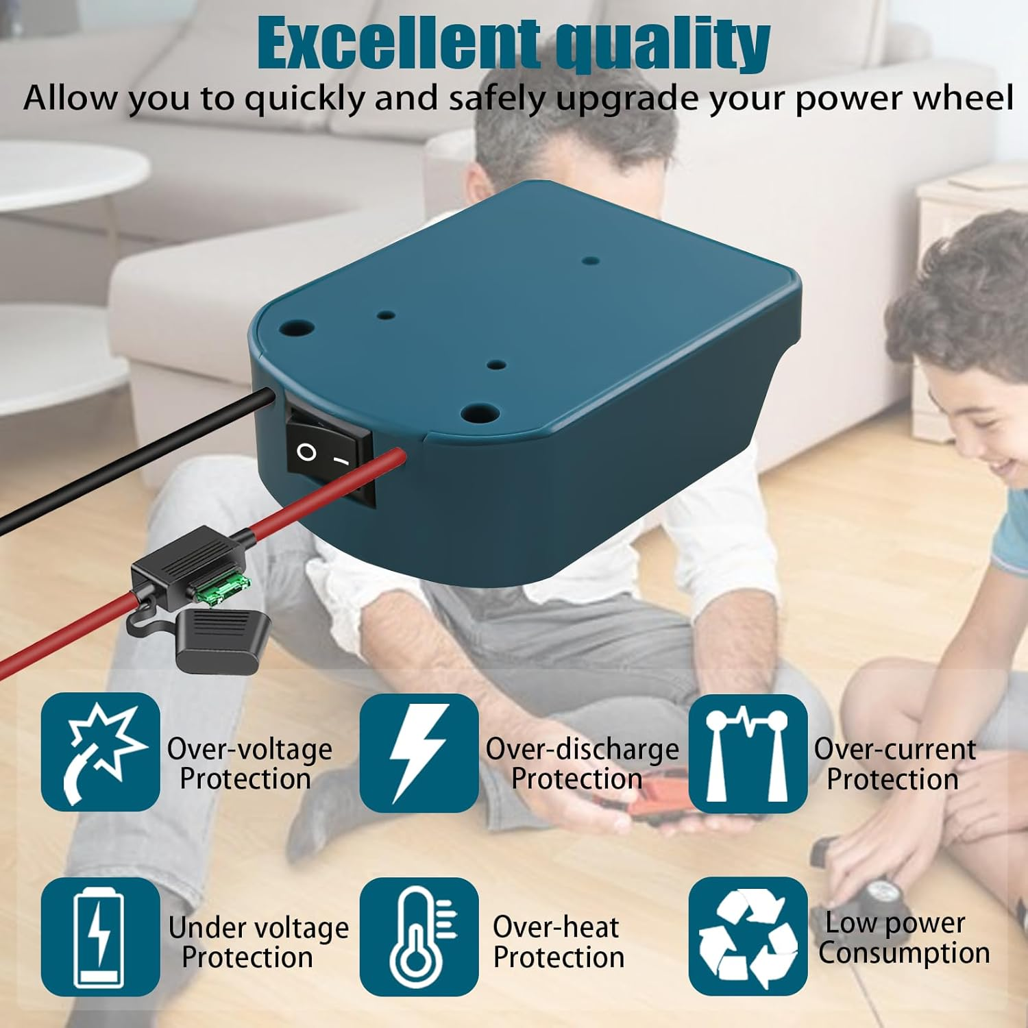 2 Pack Power Wheel for Makita 18V Battery Adapter, Power Wheels Battery Converter Kit with Fuses & 14AWG Wire & Control Switch Use for DIY Ride on Cars, Modified RC Toys, Rc Truck, Robotics image number 3