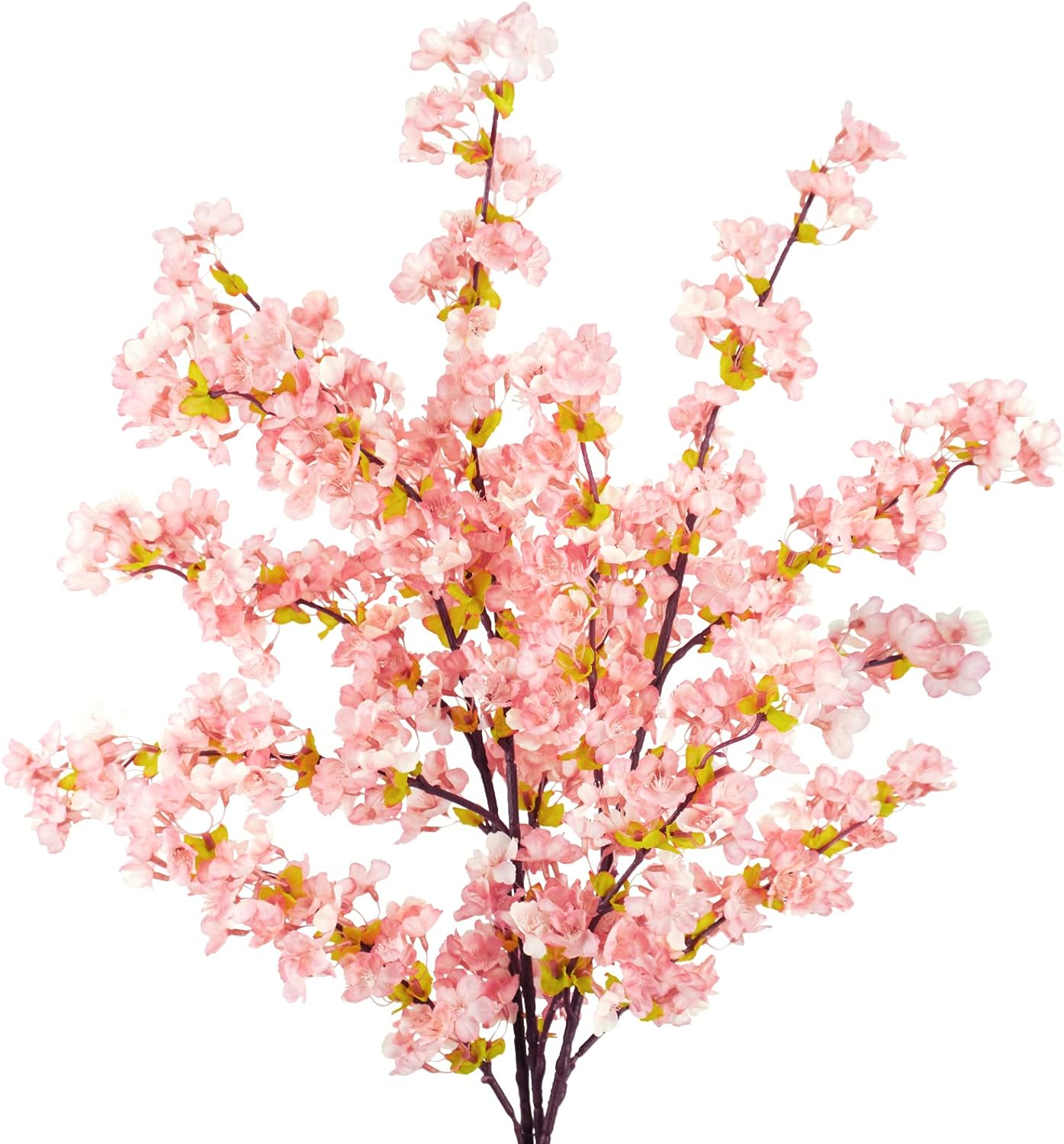 Uieke 4Pcs Artificial Cherry Blossom Flower, Silk Peach Flowers Fake Plants Arrangement for DIY Garden Home Wedding Party Decor Pink