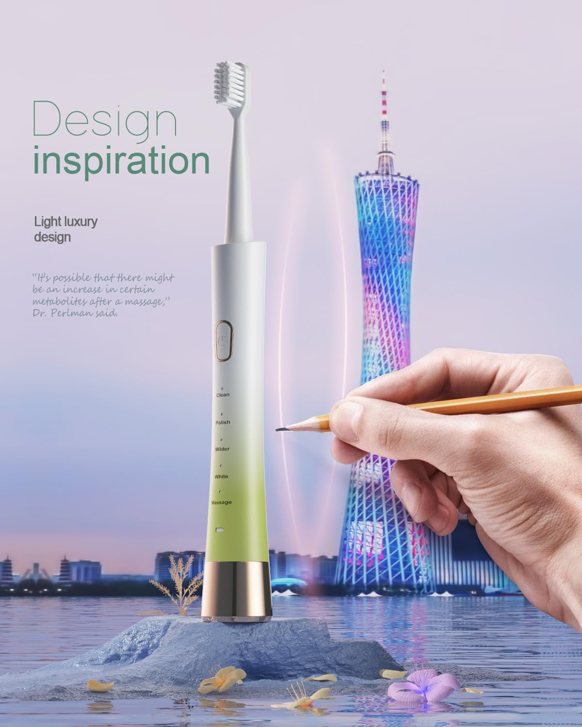 Upgrade Sonic Electric Toothbrush for Adults, 8 Replacement Brush Heads, Rechargeable Electric Toothbrush with 2-Minutes Timer IPX7 Water-Proof, for Indoor & Outdoor, White & Green Gradient image number 4