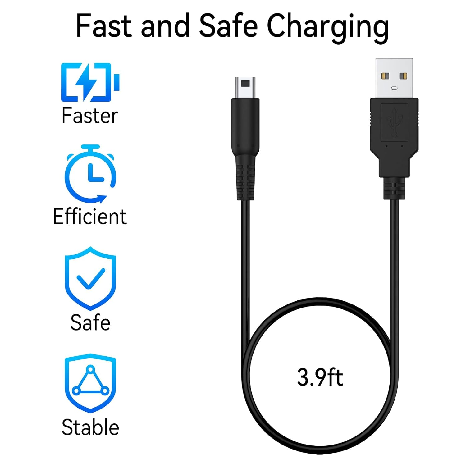 120CM USB Charger Cable for Nintendo 3DS Charger & 2DS Charger, 3.3Ft USB Charging Cable for Nintendo 3DS/ New 3DS XL / 3DS Xl/New 2DS XL / 2Ds/Dsi XL/NDSI Consoles image number 1