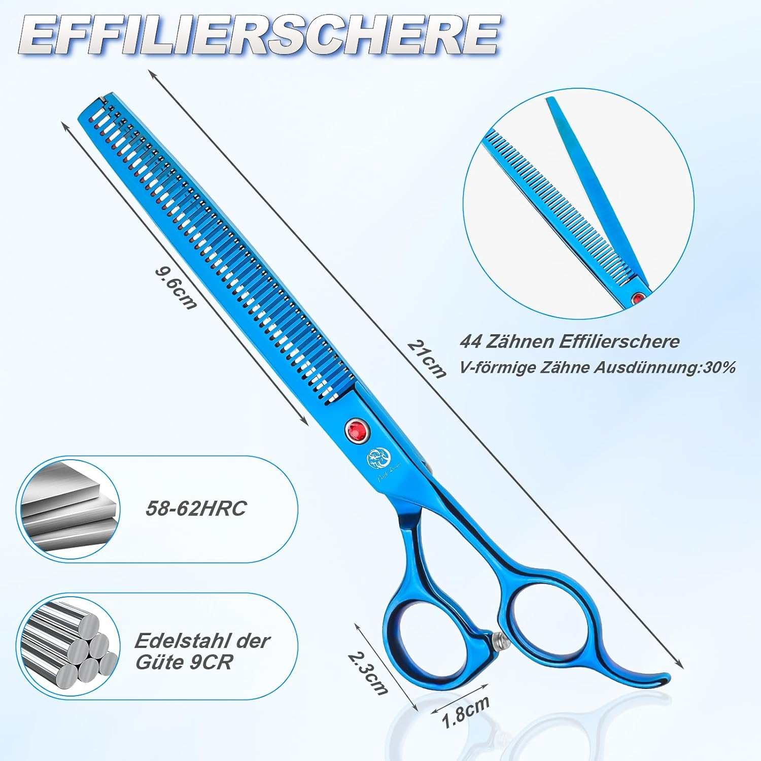 Purple Dragon 8 Inch Dog Scissors Set Professional 3-In-1 Fur Scissors Set for Dogs &ndash; Blue Dog Scissors Set Straight, Serrated and Curved Scissors Are Included for Dogs for Cats and Other Animals image number 4