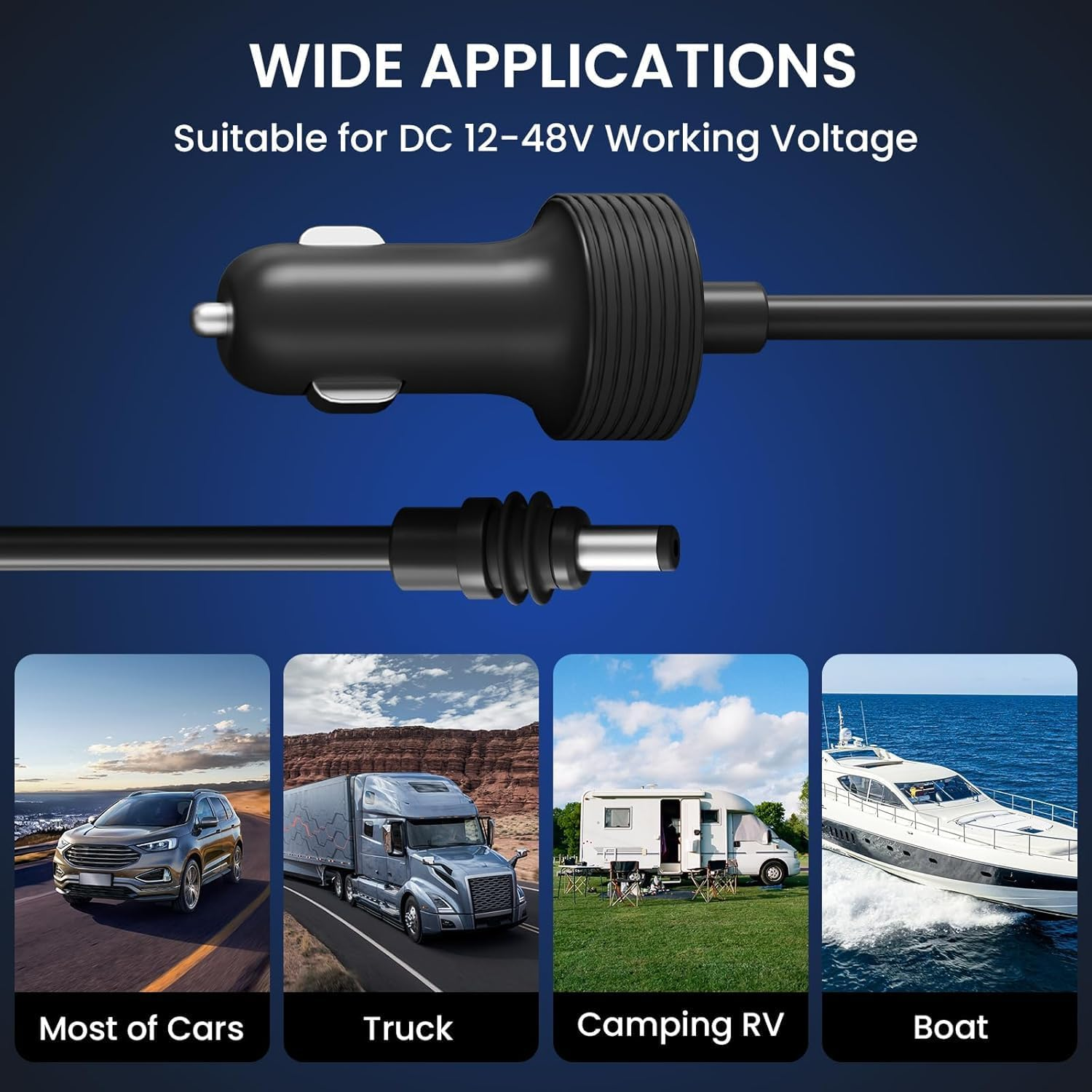 Starlink Mini 12V Cable - 12-48V Car Cigarette Lighter to DC Power Cable Adapter Charging Cord for Star Link Mini Car, Rvs, Trucks & Ship (5M/16.4FT) image number 2