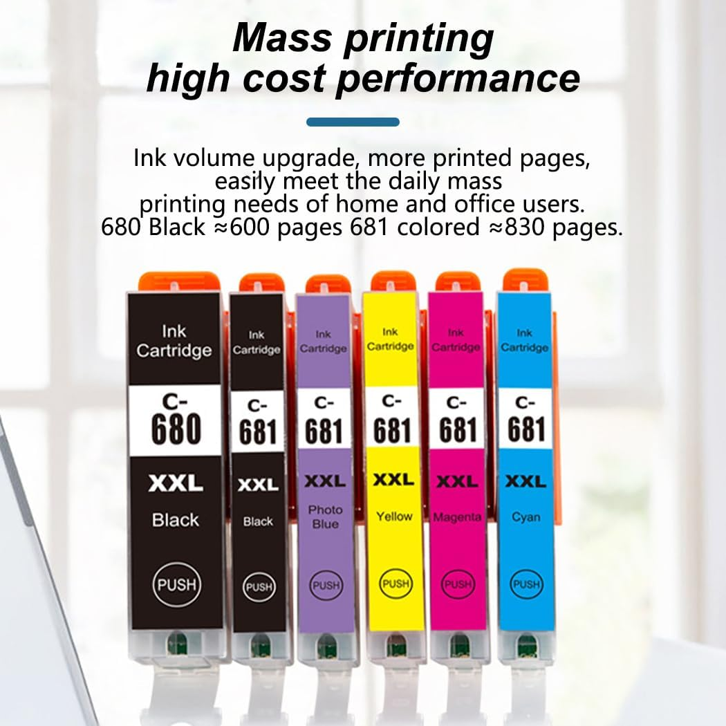 6 PCS Ink Cartridges Canon Compatible PGI680XXL CLI681XXL TS8160 TS8260 TS8360 TS9160 6360