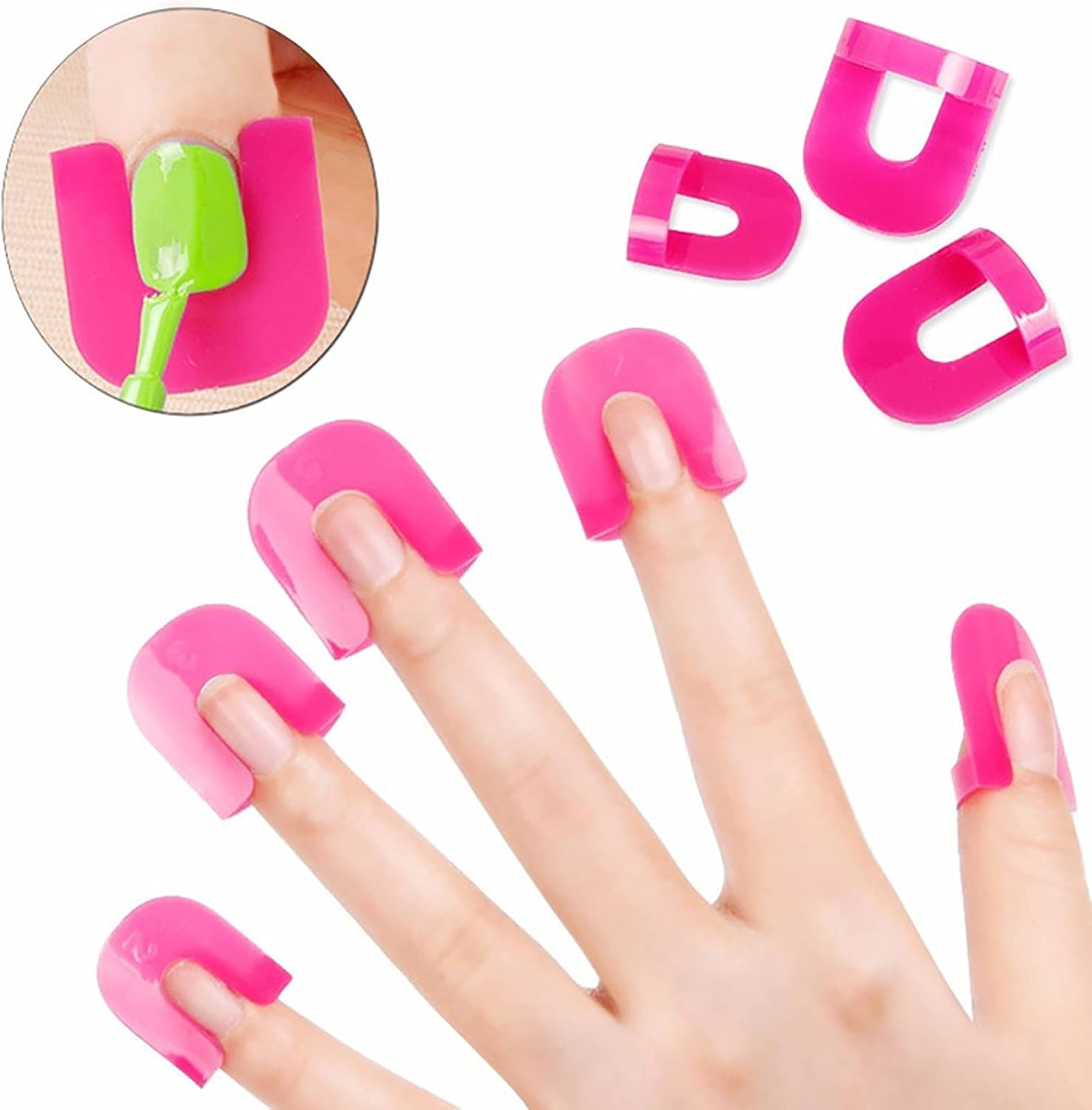 Luckycivia 52 Pcs (10 Size) Curve Shape Spill-Proof Finger Cover, Nail Polish Edge Anti-Flooding Plastic Template Clip, Beauty Tools Set for Finger Nail Art image number 5