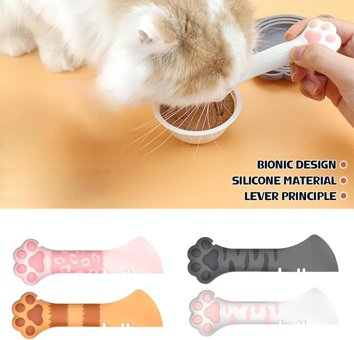 AIMALL Pet Canned Food Spoon & Can Opener - Multi-Function Cat Feeding Shovel, Compact and Cute Design, Ideal for Wet Food and Small Cans image number 2